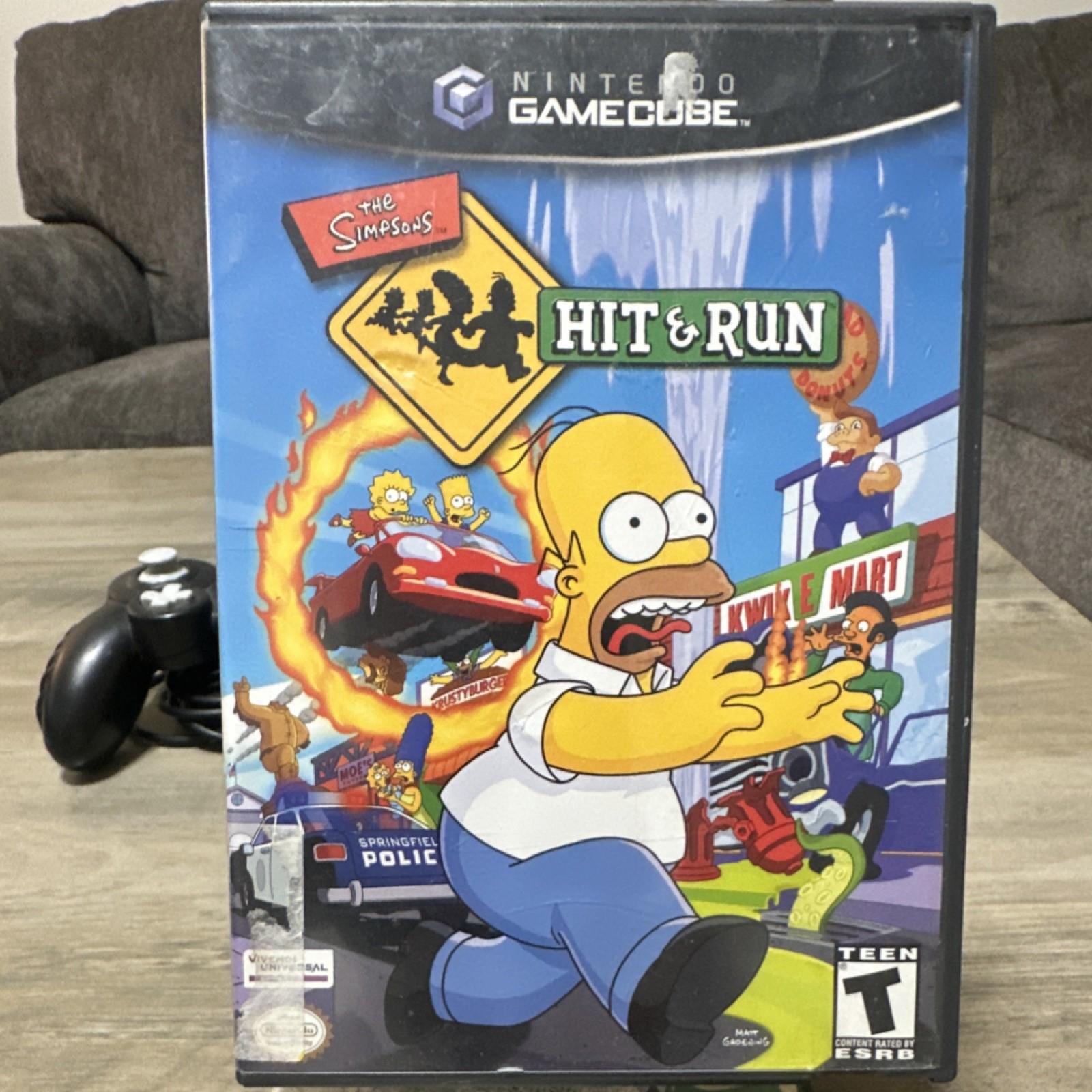 Nintendo GameCube Lot: Wired Controller + Mario Golf + Simpsons Hit & Run