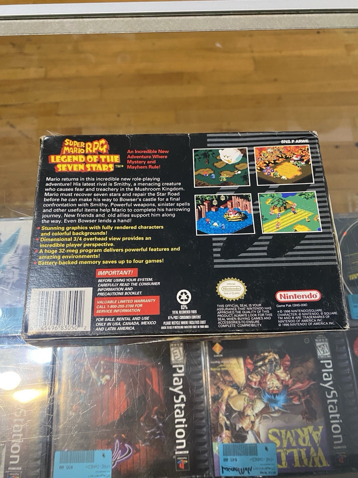 Super Mario RPG Legend of the 7 Stars Snes Box Only Original DMG W/Protector