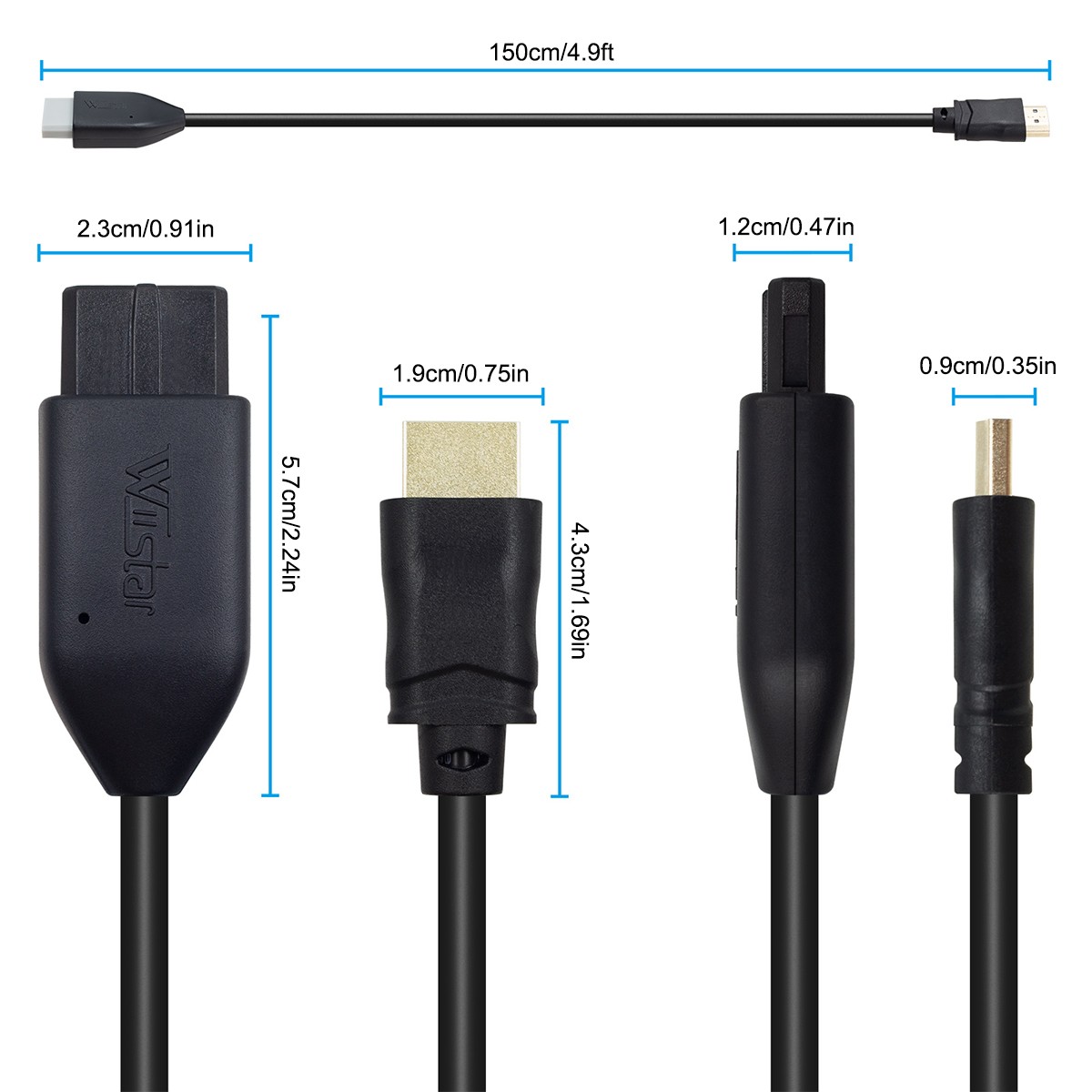 4.9ft N64 To HDMI Converter HD Link Adapter Cable for Nintendo/Gamecube/SNES/SFC