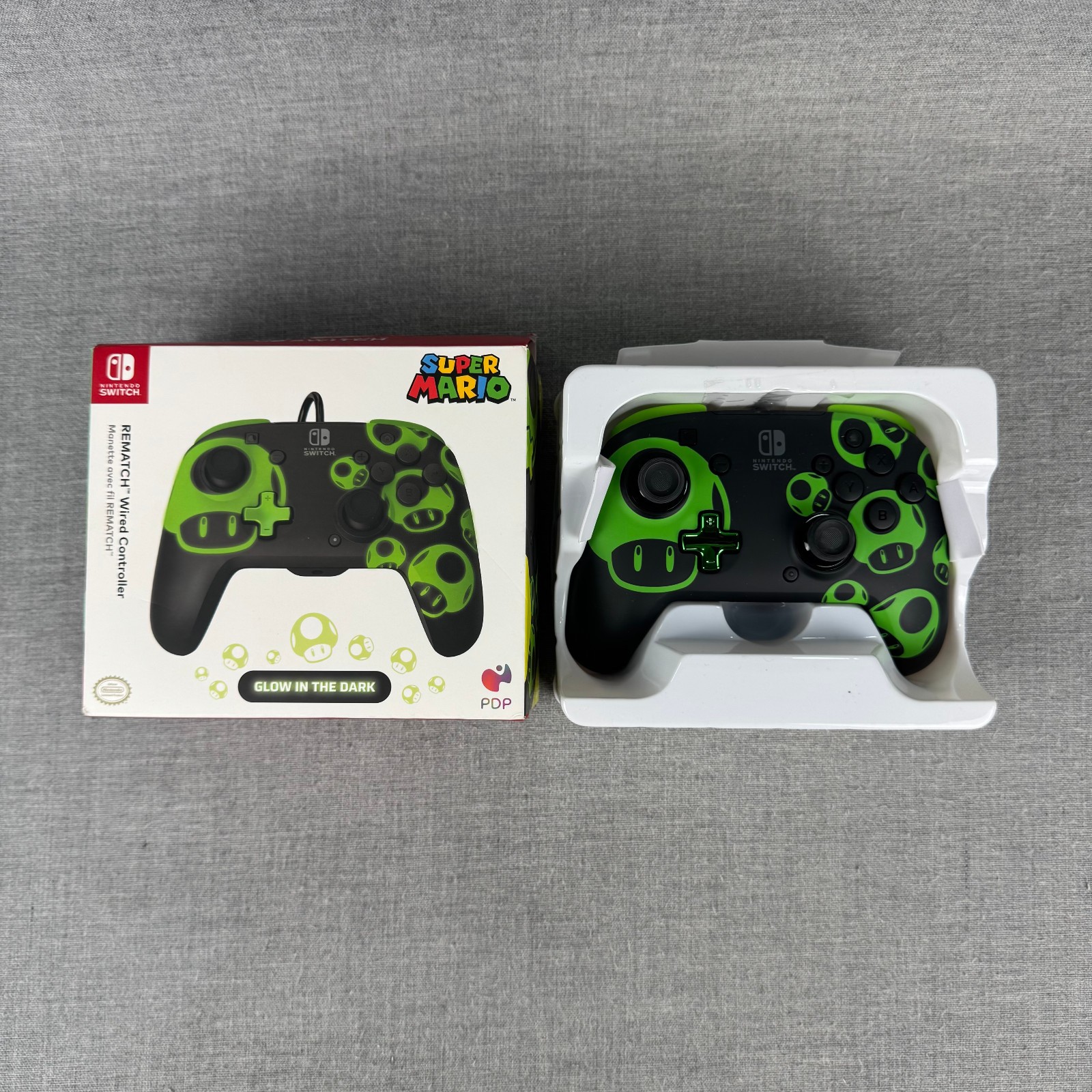 PDP Nintendo Switch Super Mario 1-Up Glow REMATCH Wired Controller Open Box