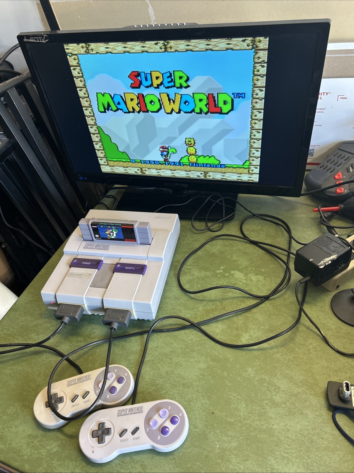 Super Nintendo Entertainment System SNES SNS-001 Console W Mario World All OEM