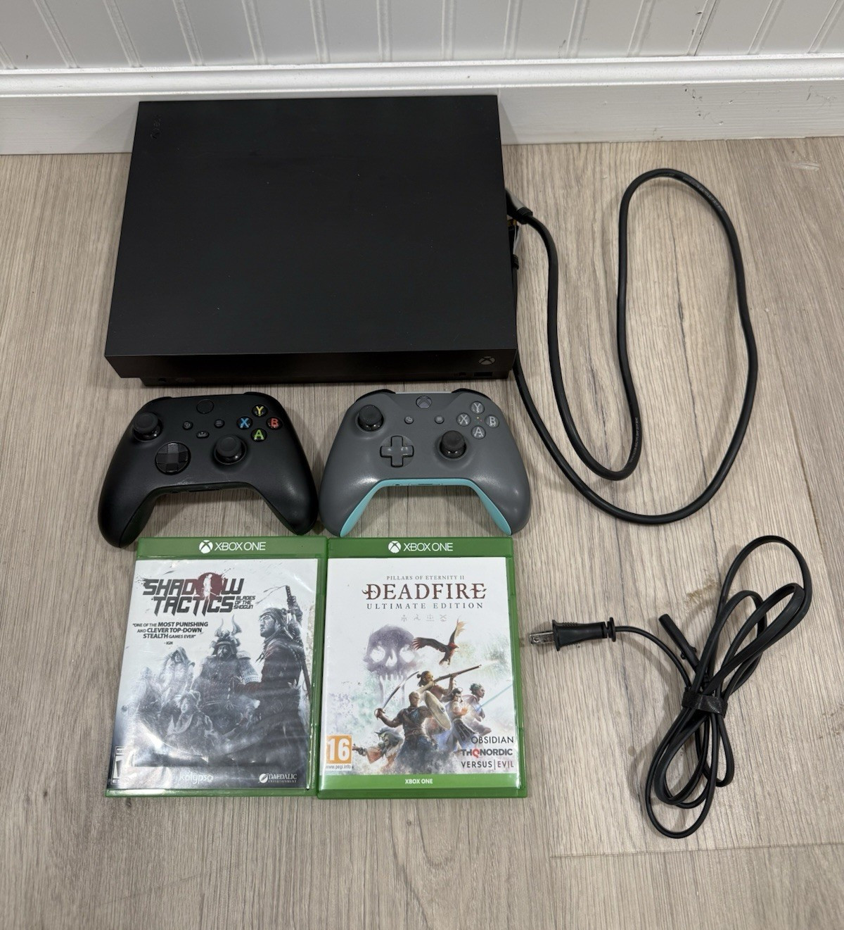 Microsoft Xbox One X 1TB Black 4K Console w/2 Controllers, Cables & 2 Games