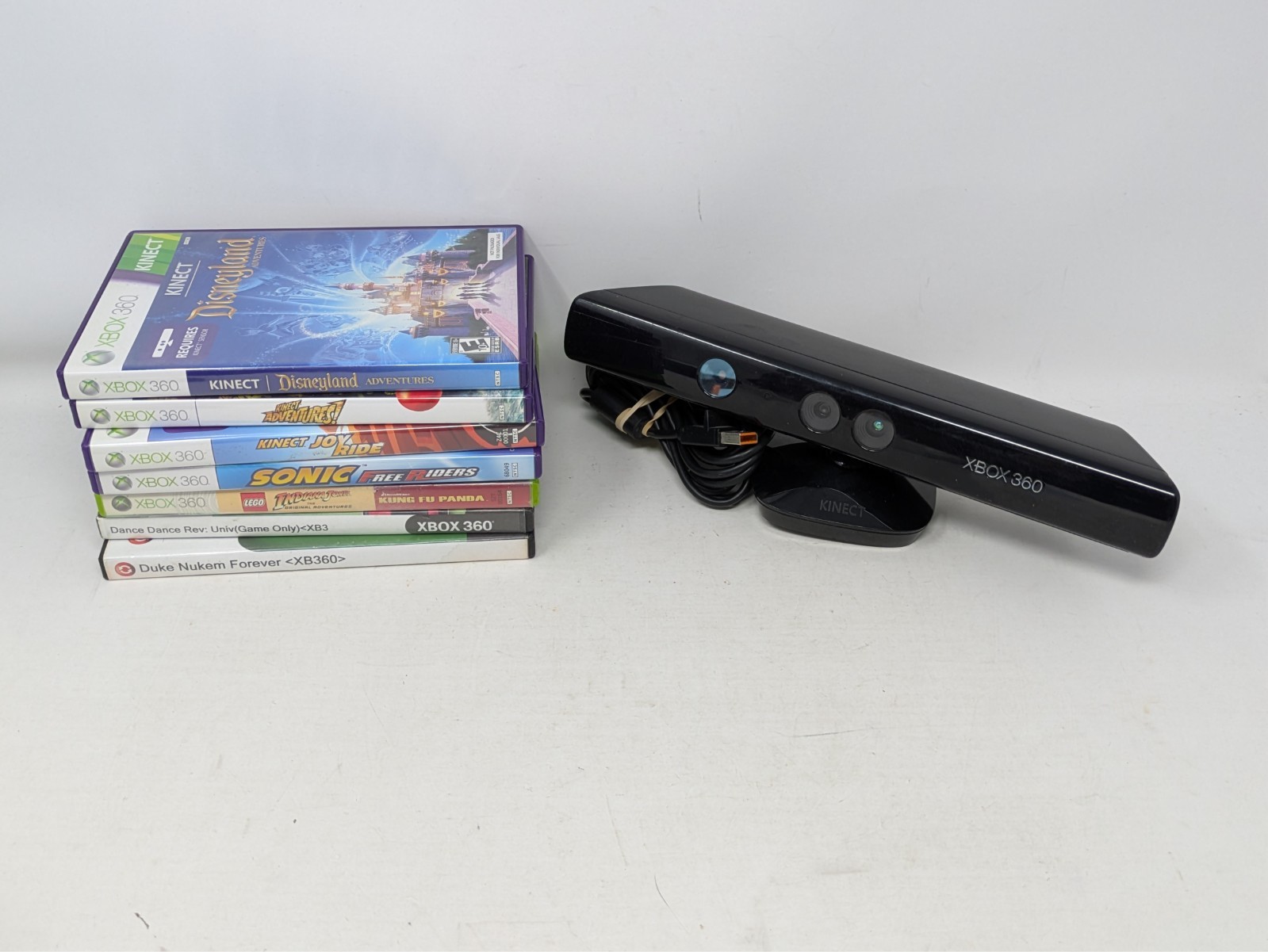 Xbox 360 Kinect Sensor Bar & 7 Video Games Lot – Motion Camera Model 1473