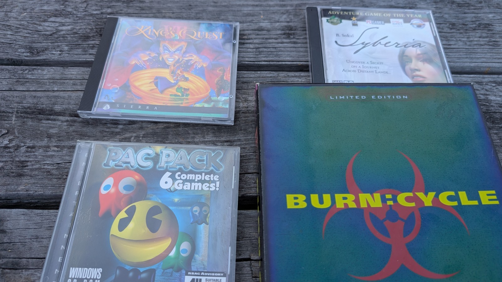 6 PC games, For 90s-00s Windows PC (syberia, burn cycle, Pacman, Tetris, & More)