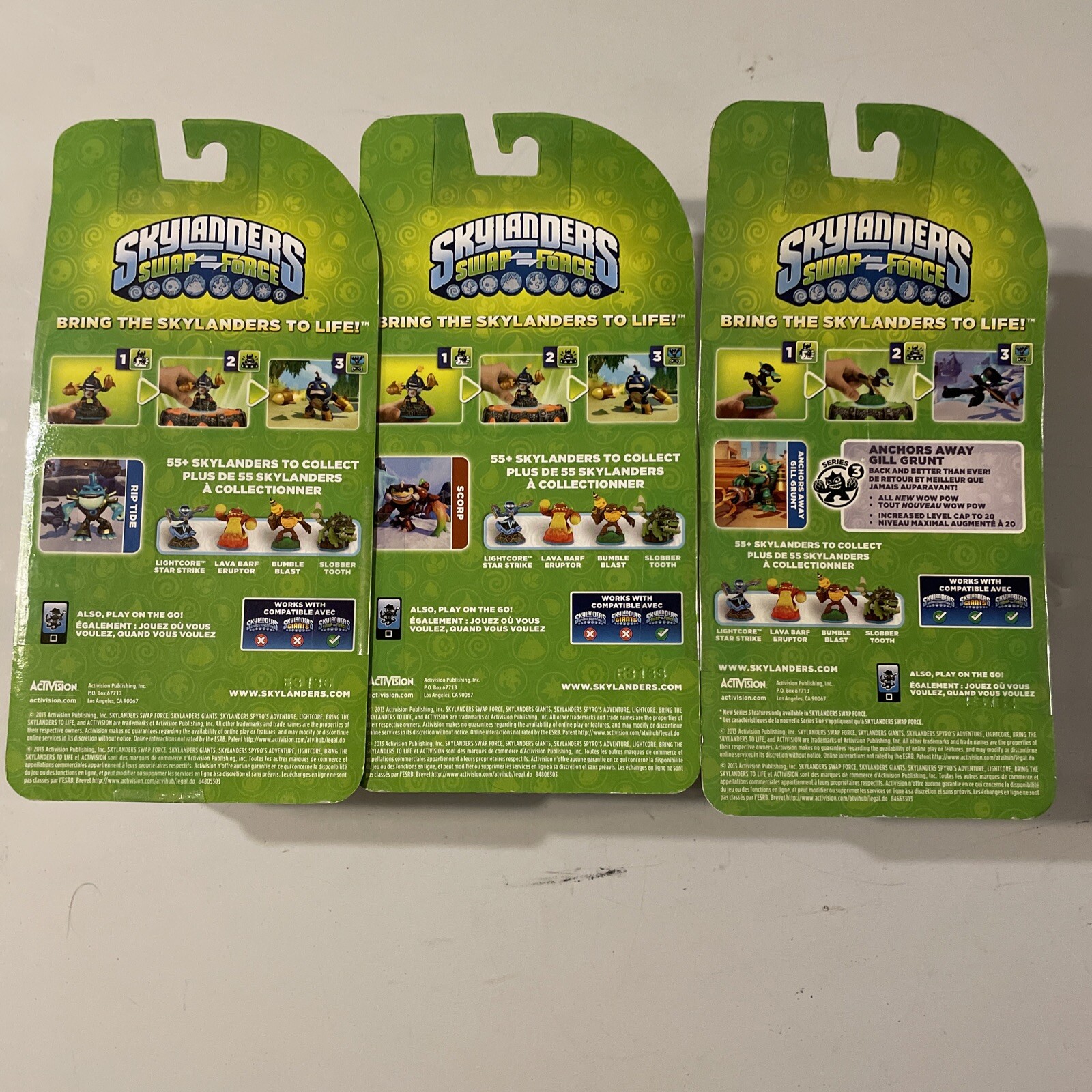 Skylanders Swap Force Rip Tide, Scorp, & Anchors Away Gill Grunt