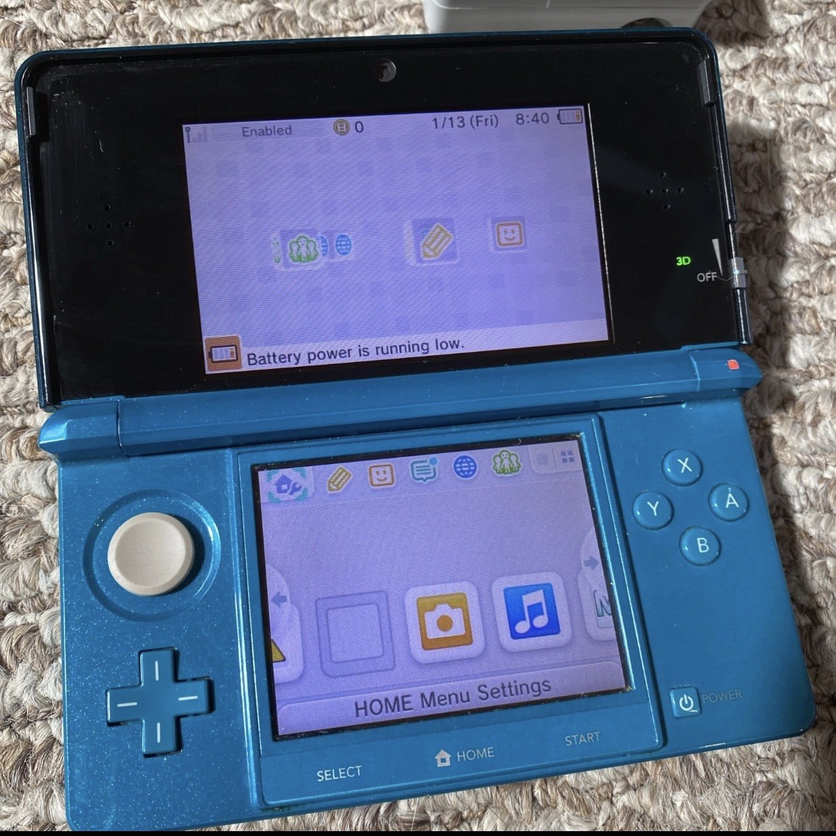 Nintendo 3DS Aqua Blue Handheld Handheld Console System CTR-001 Tested USA