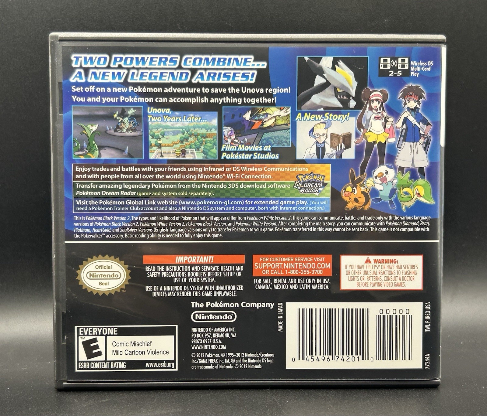 Authentic Pokemon Black Version 2 Nintendo DS Case and Manuals Only 2012