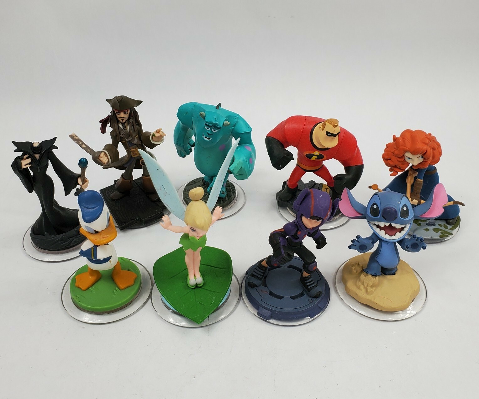 Disney Infinity Figures Lot of 9 Merida Tinkerbell Stitch Hiro Donald Duck Etc