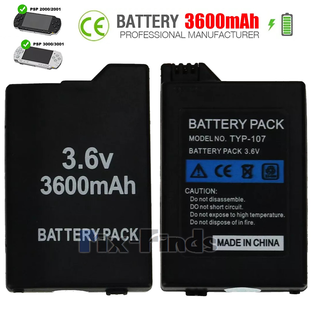 3600mAh Rechargeable Replacement Battery For Sony PSP Slim 2000 2001 2006 3000
