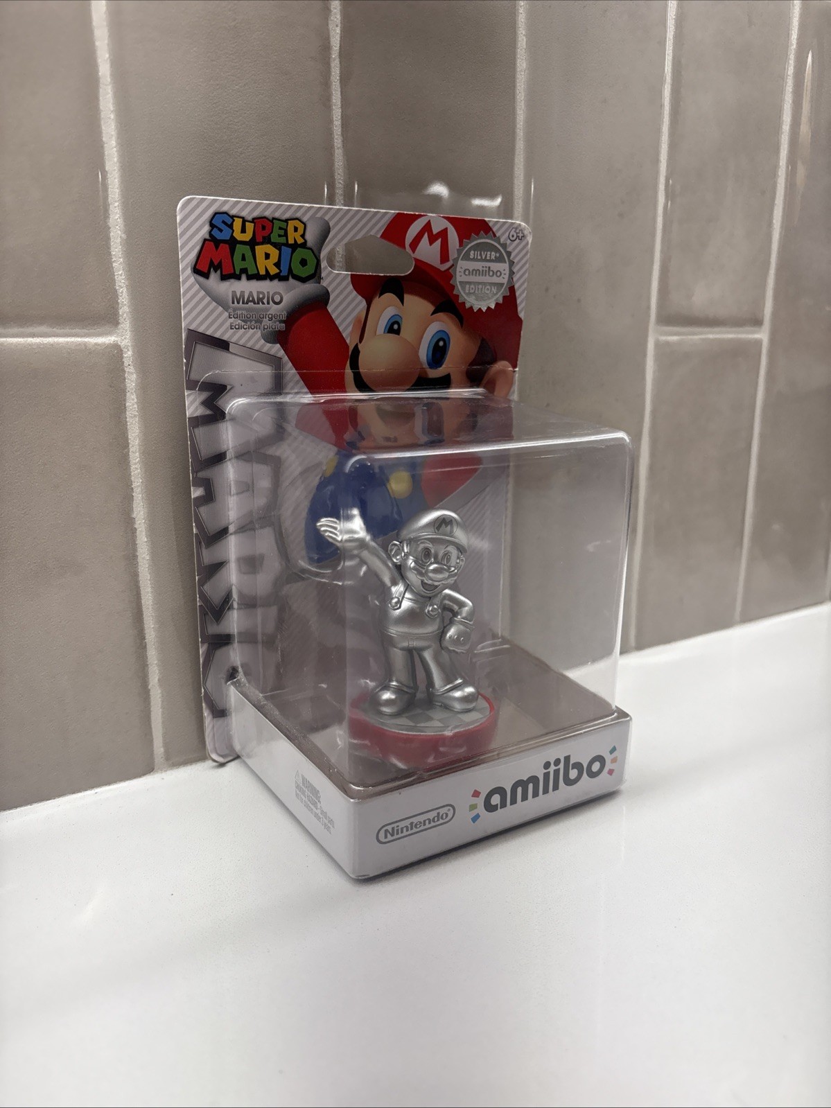 RARE Nintendo Super Mario Series Mario Silver Edition Amiibo Figure Wii U Switch