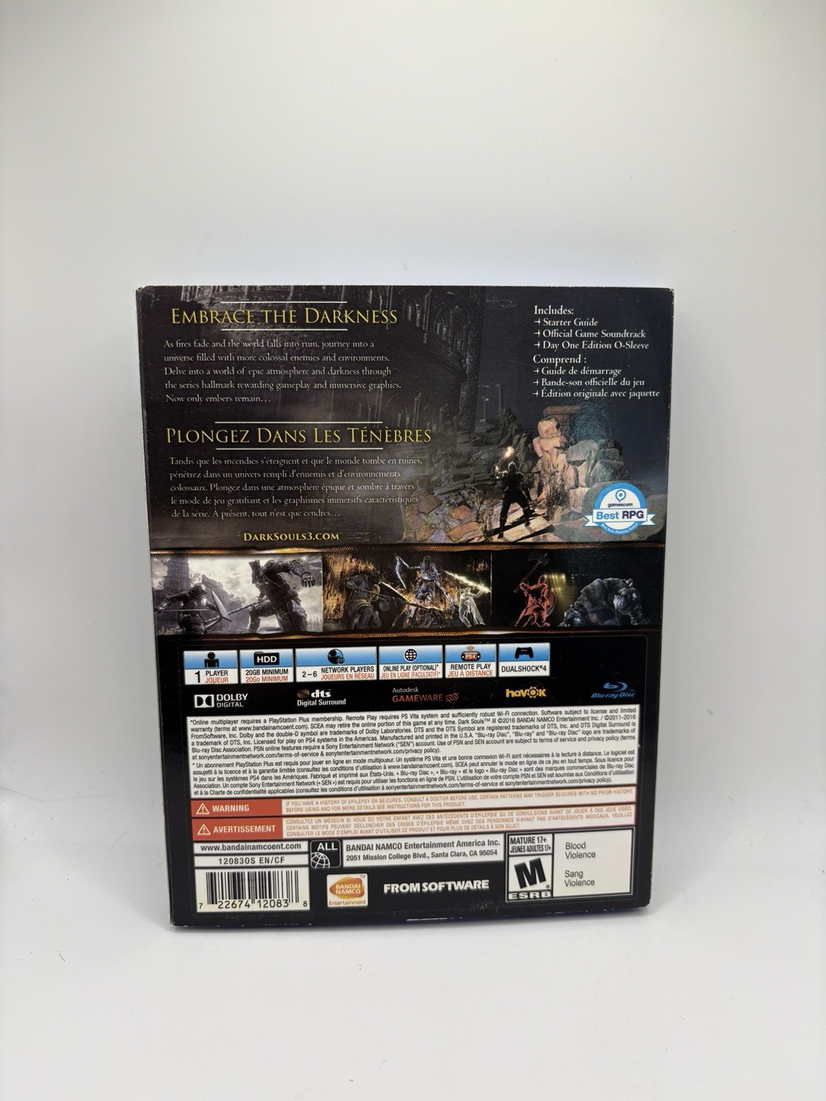 Dark Souls III: Day One Edition (Sony PlayStation 4, 2016) CIB W/ Slip