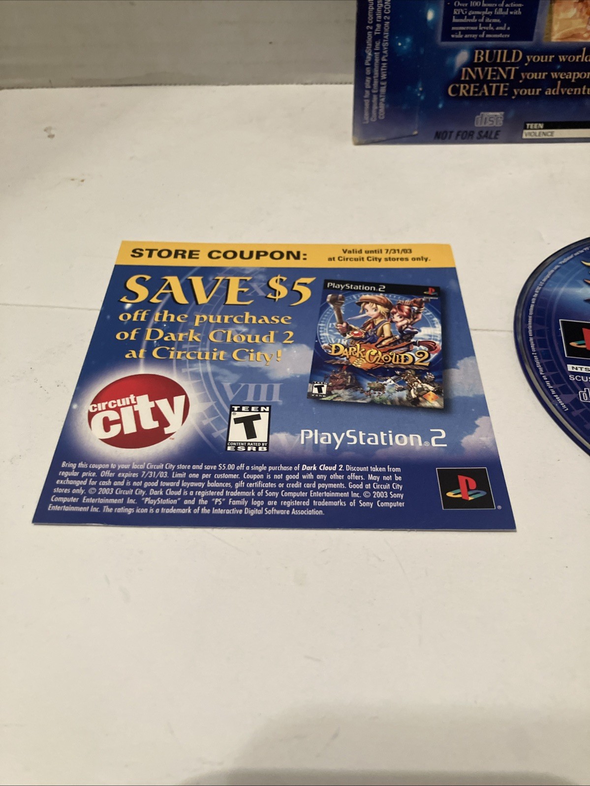 Dark Cloud 2 Playstation 2 PS2 Promotiona Demo Disc w/ Sleeve