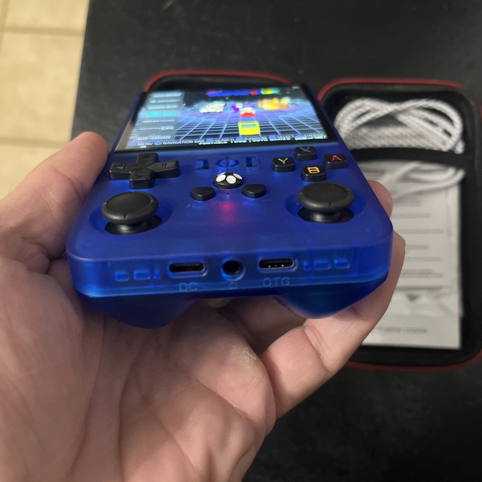 R36 Max Retro Handheld Game Console 64GB – Translucent Blue