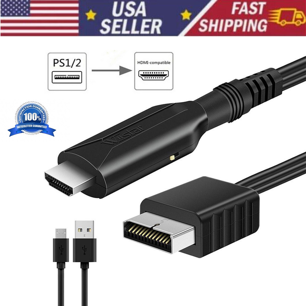 For Playstation PS2 PS1 to HDMI Converter Adapter HD Link Cable 1080P 720P