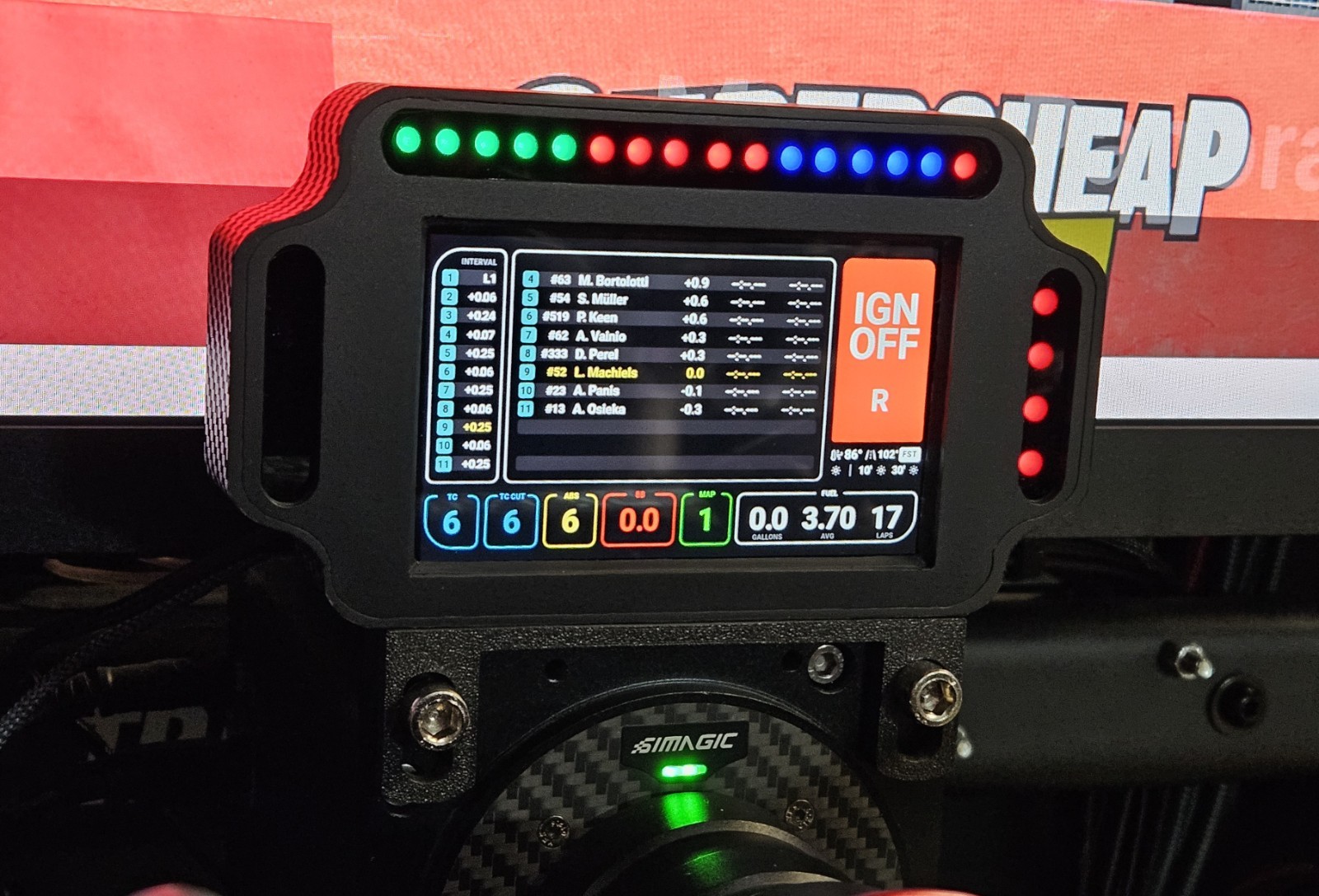 Sim Racing Pc 4.3″ Vocore 24 Led’s New Design (CSL DD, Simagic,Moza, Mounts 🏎