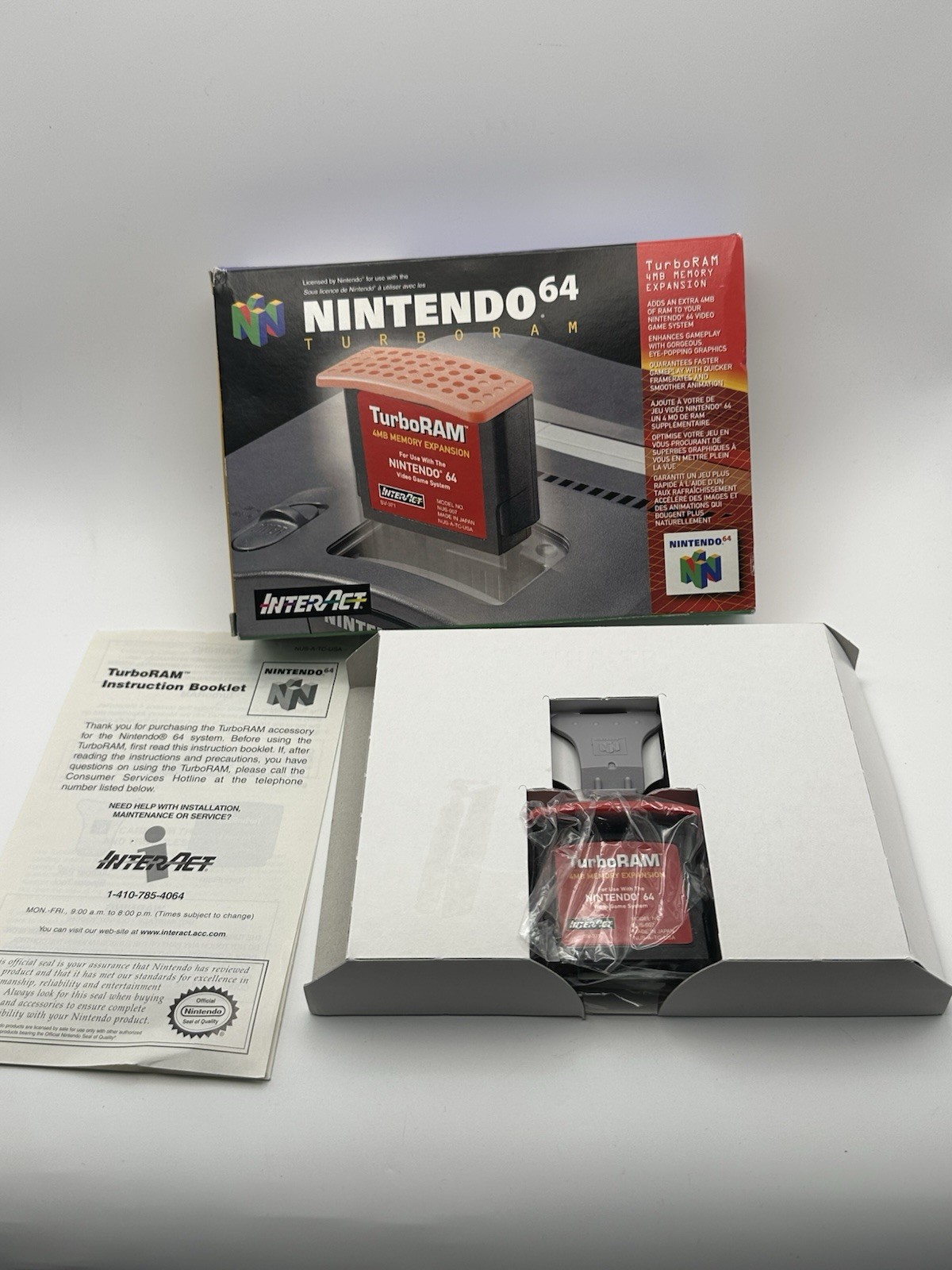 NINTENDO 64 TURBO RAM 4MB MEMORY EXPANSION TRANSFER PAK INTERACT W BOX CIB N64