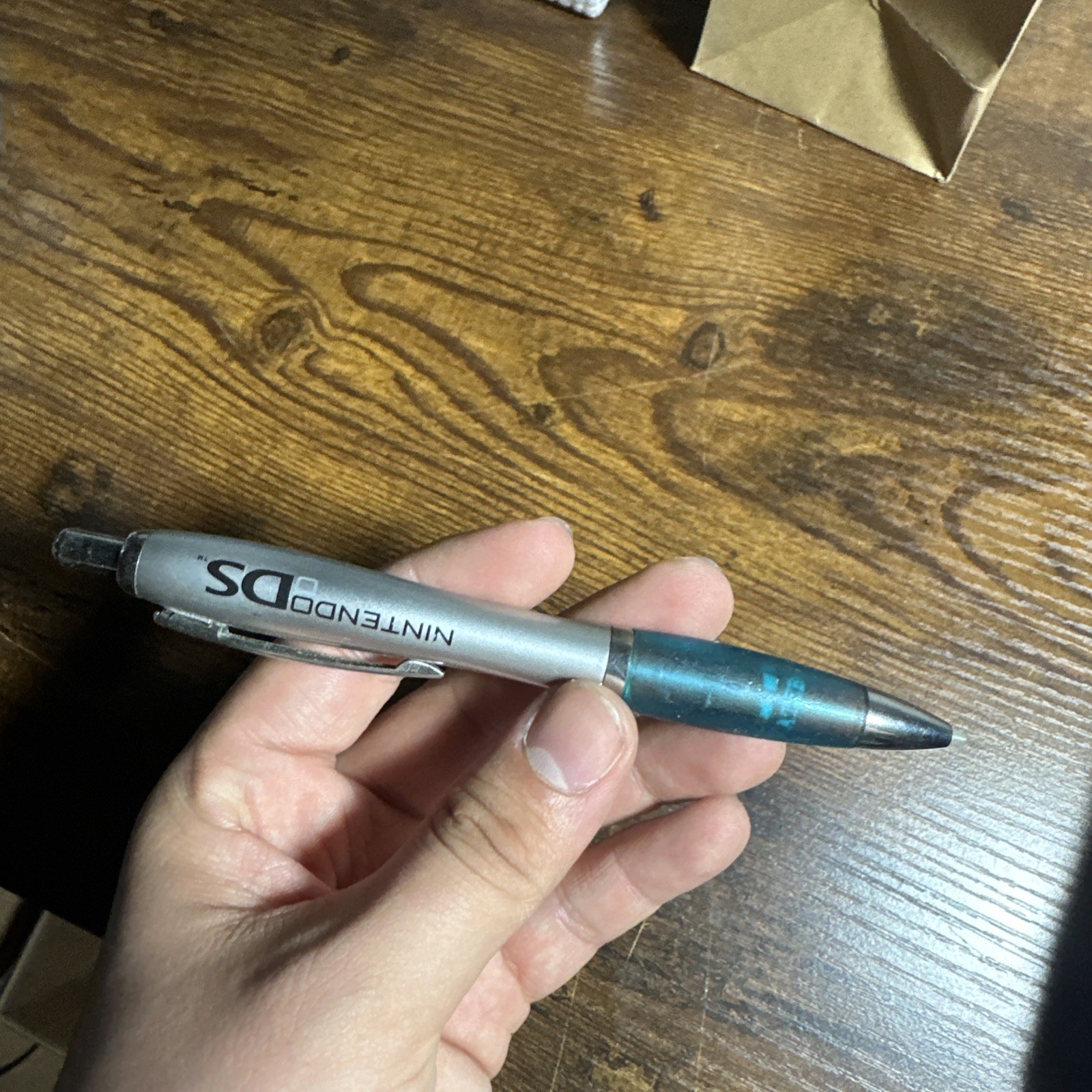 Used Official Nintendo DS Large Retractable Pen Stylus with Rubber Grip Blue