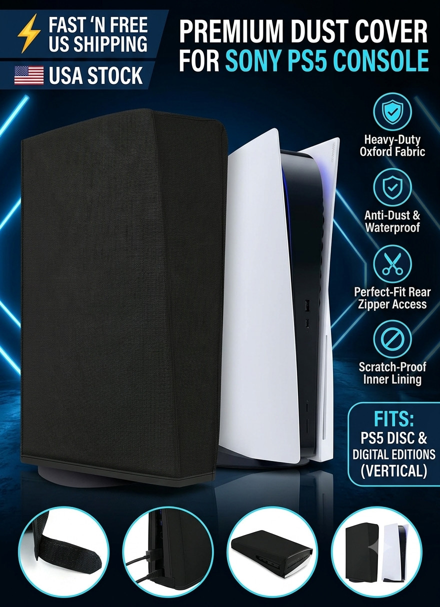 Dust Cover for PS5 Console Premium Oxford Cloth Protective Case Sleeve Vertical