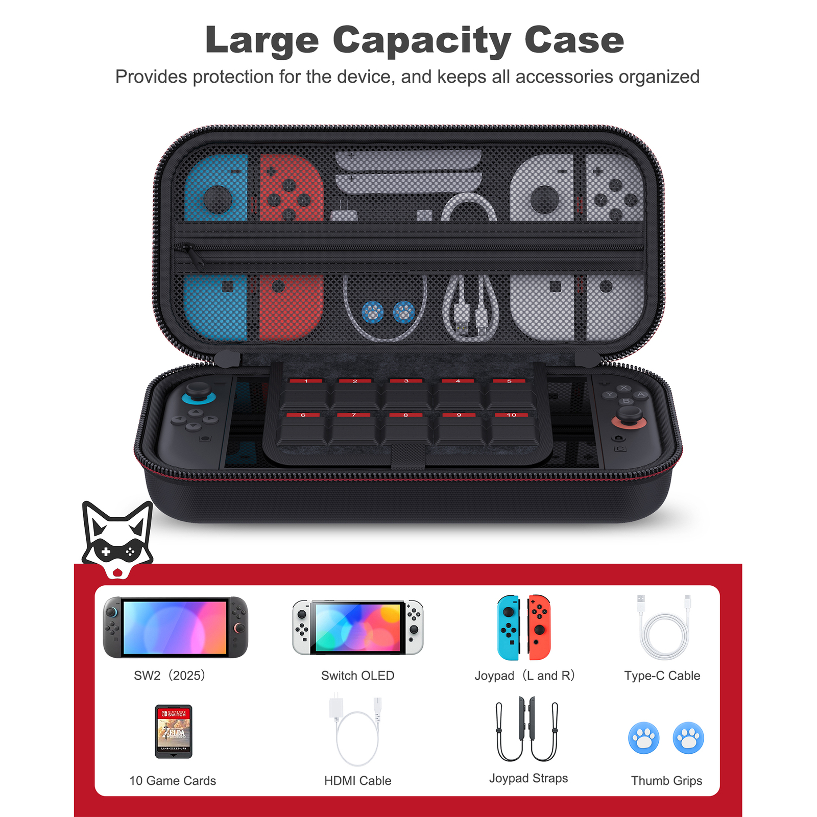 4 IN 1 for Nintendo Switch 2 Accessories w/Carrying Case Screen Protectors+Cover
