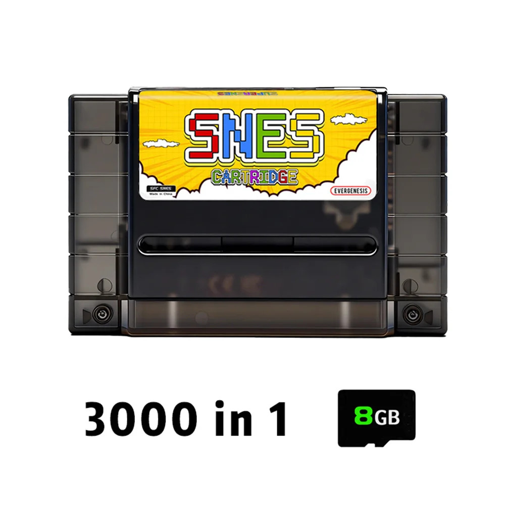 2026 V12 3000-in-1 SNES Game Card with 8GB TF Card for Super Famicom