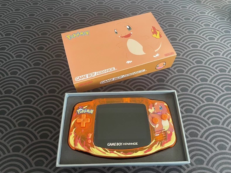 Game Boy Advance GBA Charmande Clear Orange Console with iPS Backlit LCD MOD