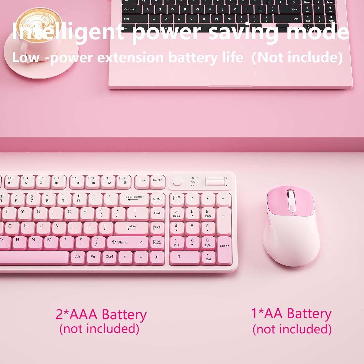 Wireless Keyboard and Mouse Combo, Full-Size USB Keyboard with Back Stand, 2.4GH