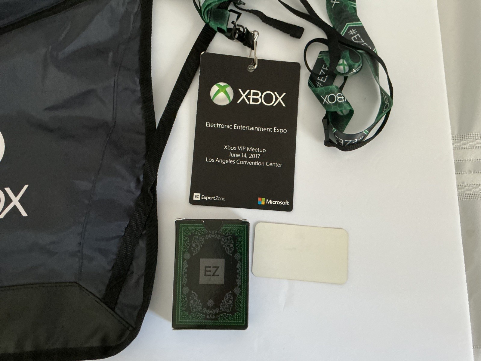 E3 2017 Xbox Swag Bag & Card, VIP Attendee Lanyard, Xbox EZ Playing Cards Set