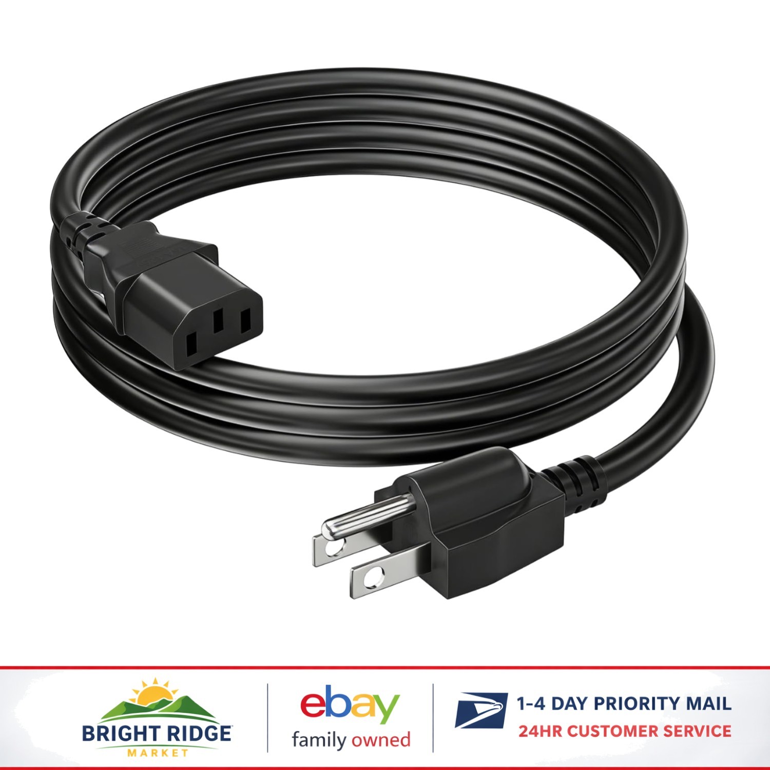 Indoor and Outdoor 10FT AC Power Cable, Compatible with Various Power Stations