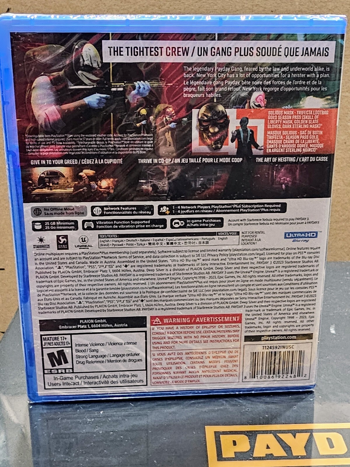 Pay Day 3 Collector’s Edition – Sony PlayStation – FACTORY SEALED