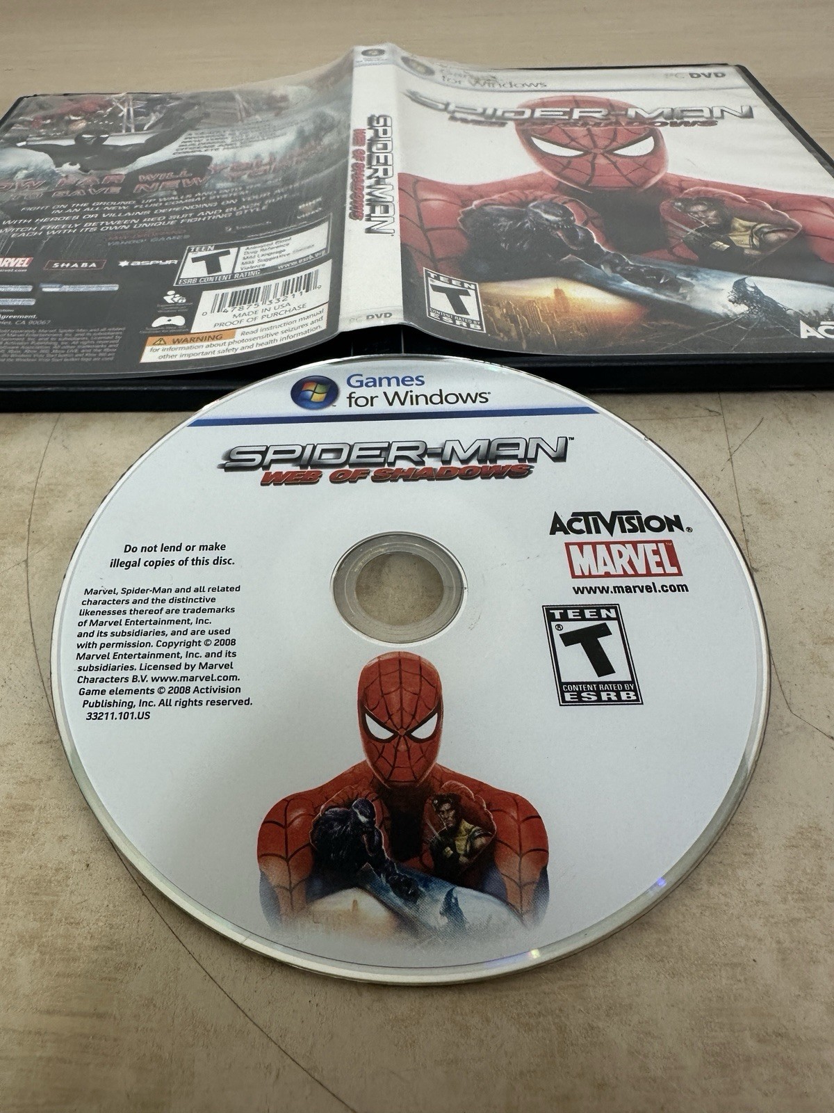 SPIDER-MAN: Web of Shadows – PC for Windows 2008 – w/ Case – NO MANUAL!