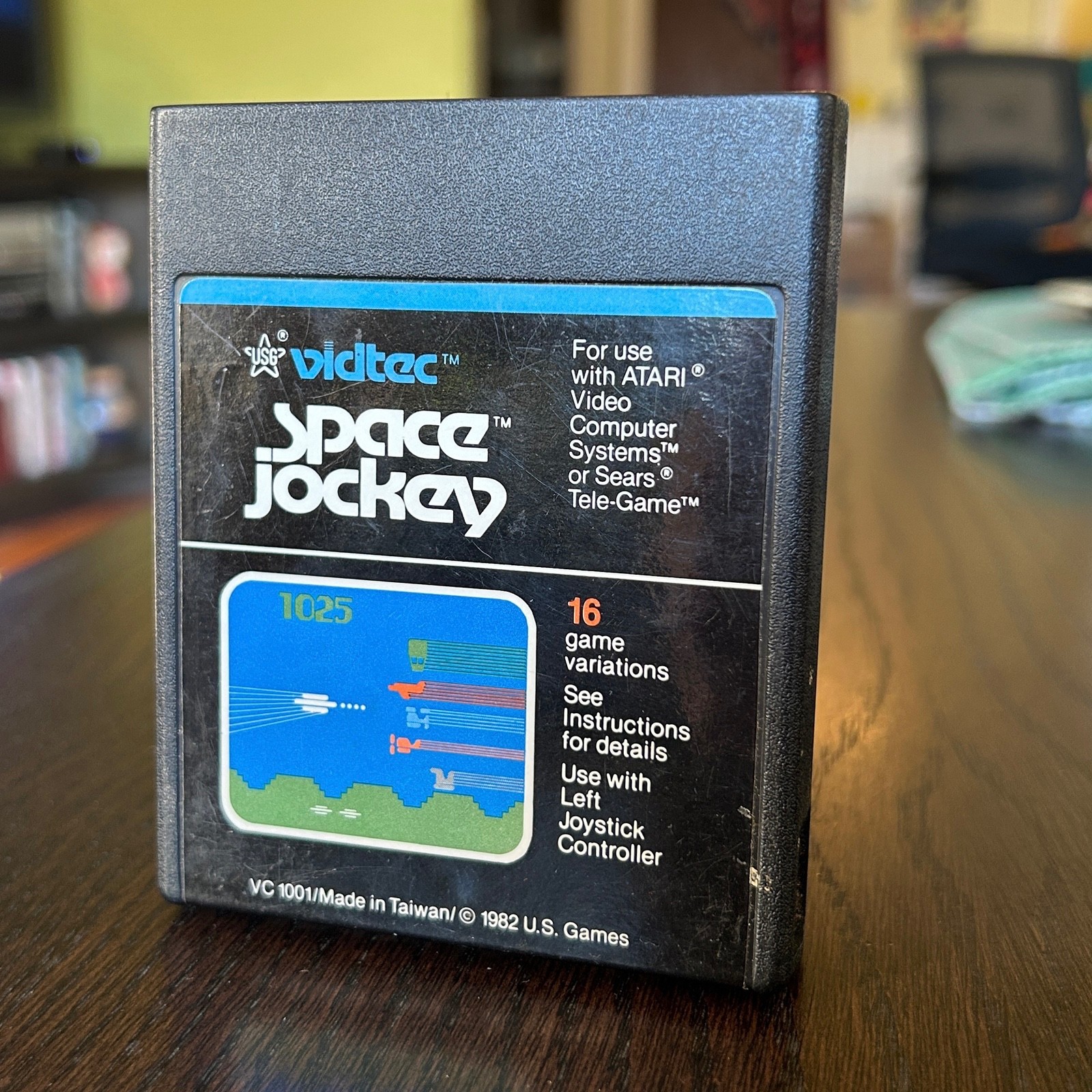 1982 Space Jockey Atari 2600 Video Game Cartridge by Vidtec + U.S. Games TESTED