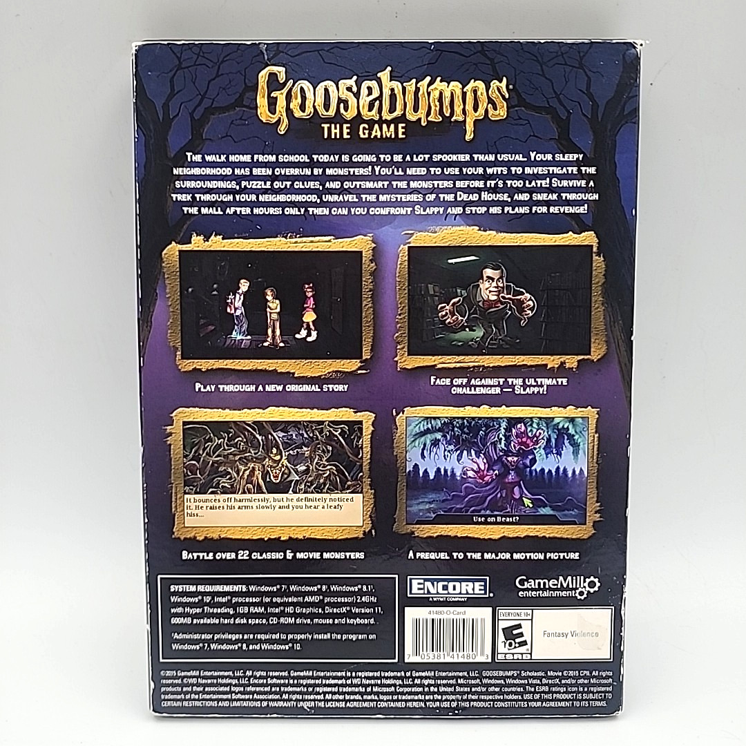 GameMill Goosebumps The Game PC CD-ROM Windows 2015 Disc No Manual