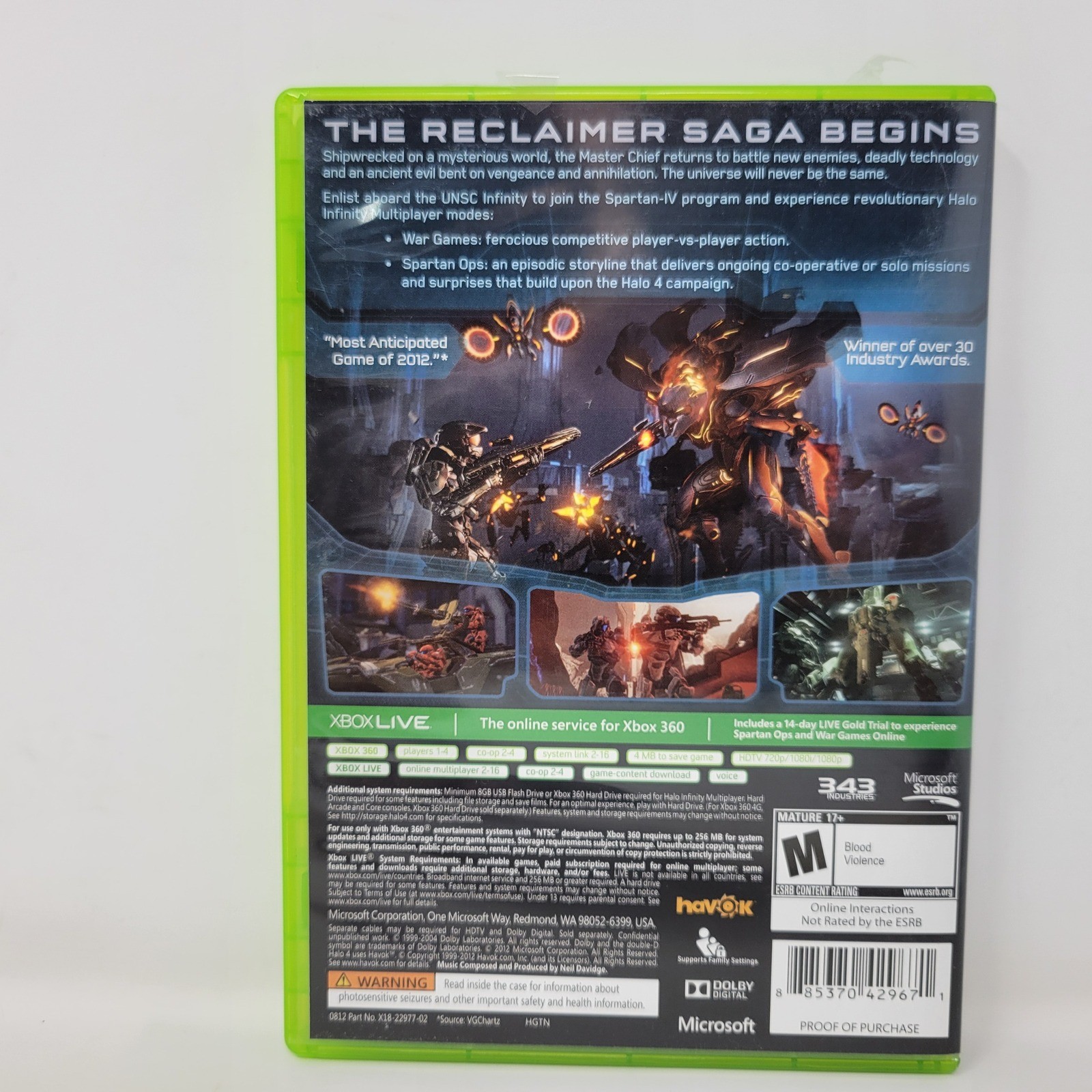 Halo 4 Xbox 360 Game Microsoft 343 Industries 2012 NTSC 2-Disc Set CIB