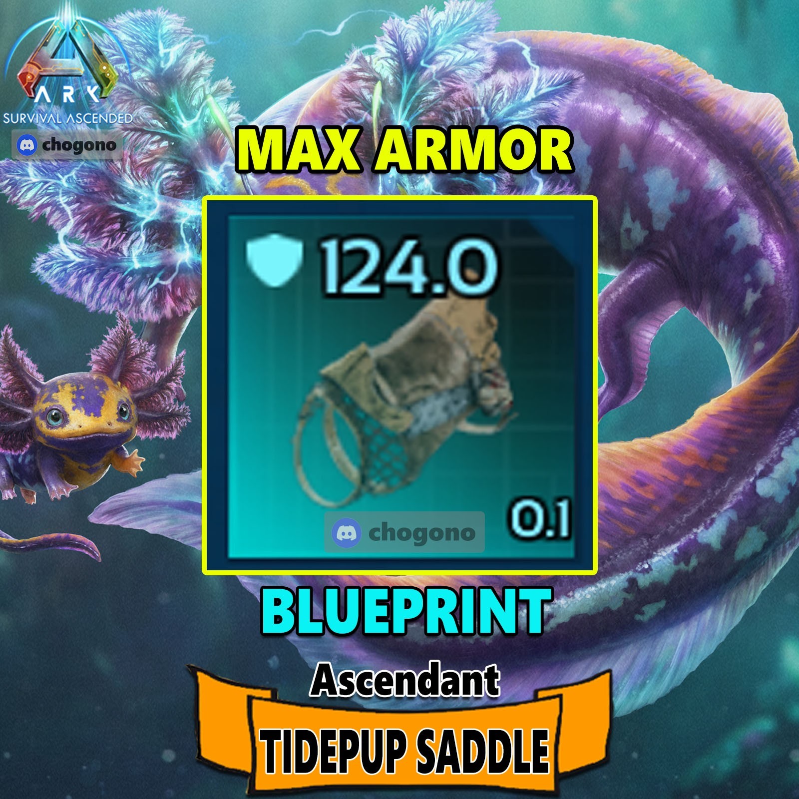 Ark Ascended PC/PS5/XBOX PVE BP ASCENDANT 124 Armor TIDEPUP SADDLE Blueprint