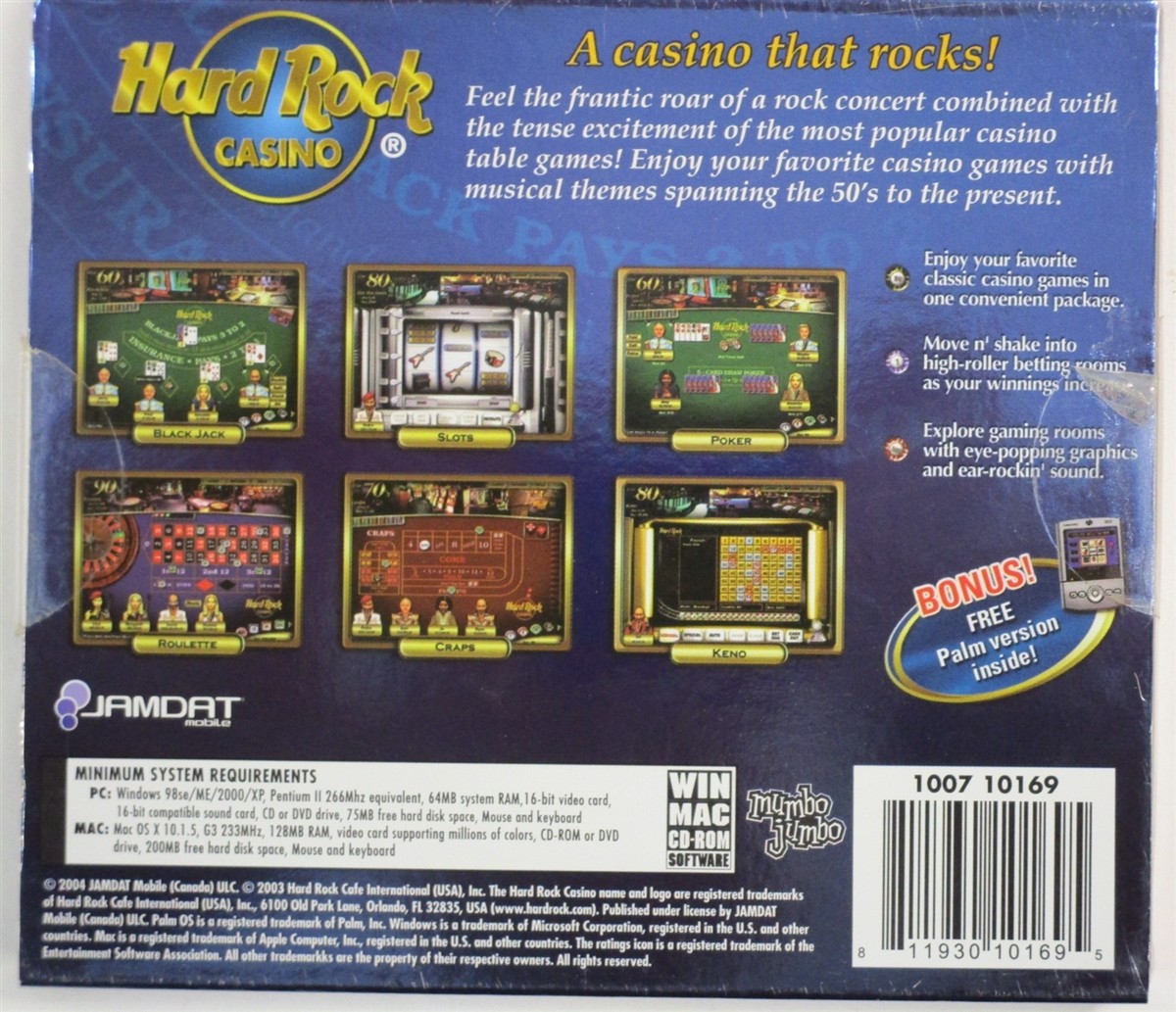 Video Game PC Hard Rock Casino Blackjack Craps Roulette Slots Poker NEW Jewel