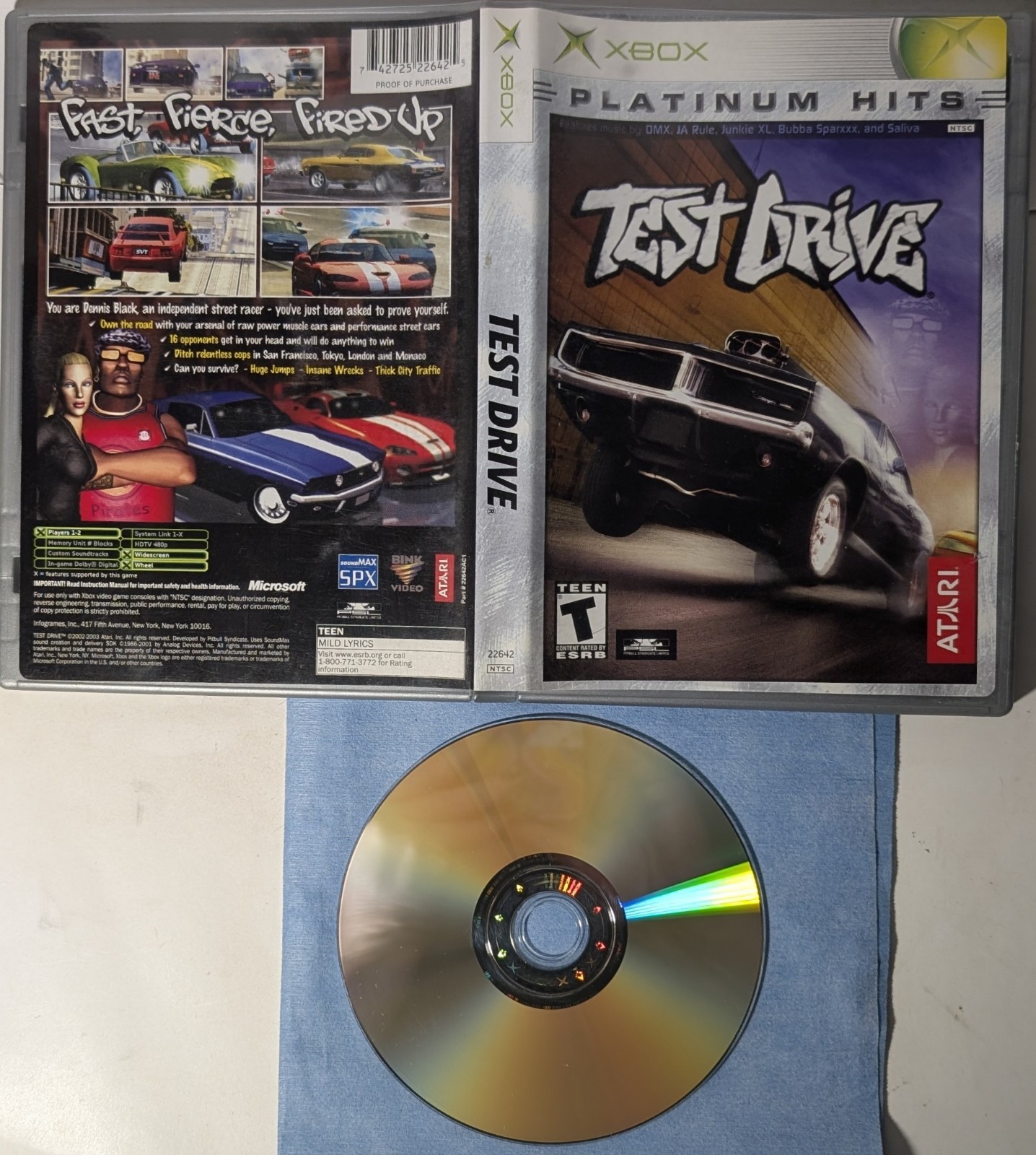 Test Drive Platinum Hits Original Microsoft Xbox Cib Tested and Working