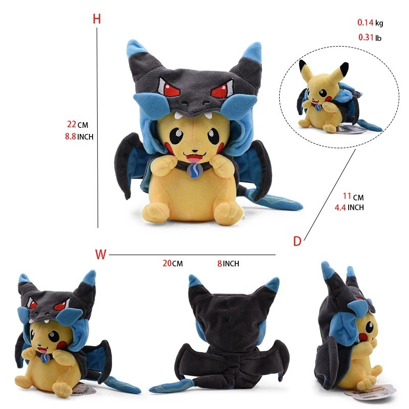 Pokemon Pikachu Hoodie Poncho Plushies Collection Cosplay Cute Soft Plush Toy