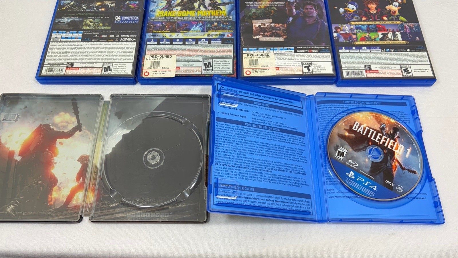 Sony PlayStation 4 PS4 Game Lot Of 5 Kingdom Hearts III Battlefield Steelbook