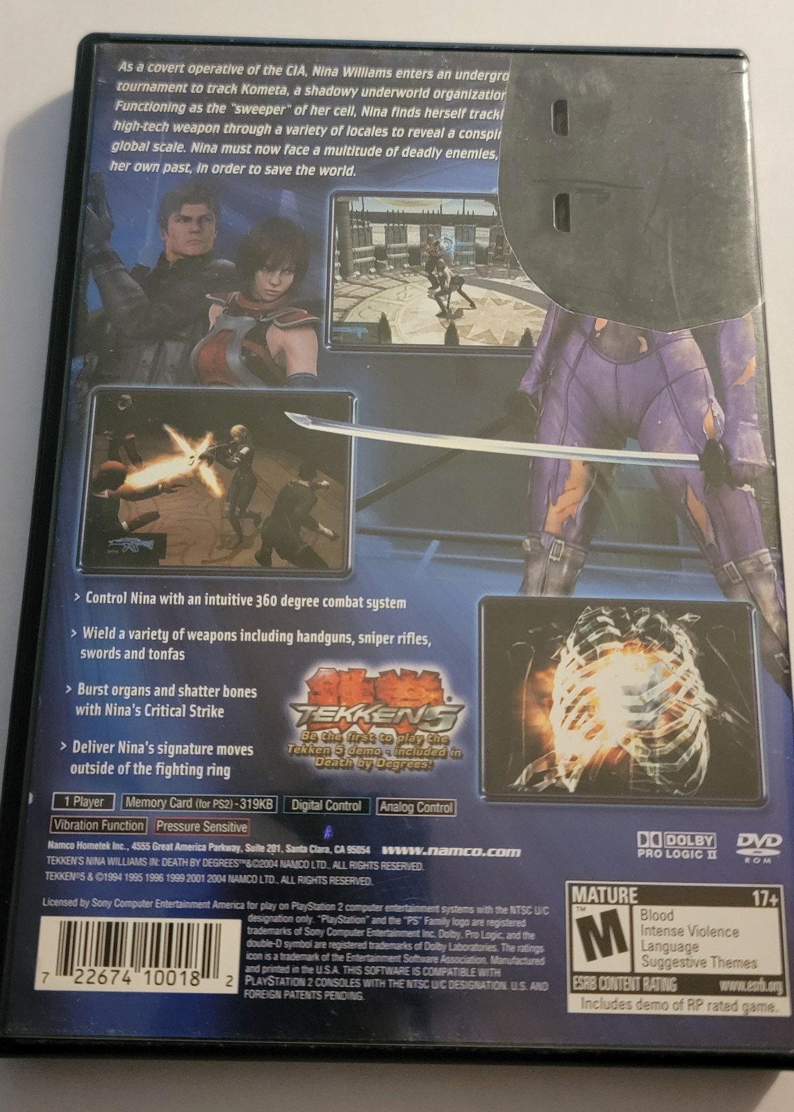 Namco Death by Degrees (Tekken) PS2 M NTSC-U/C w/ Manual & Demo Disc