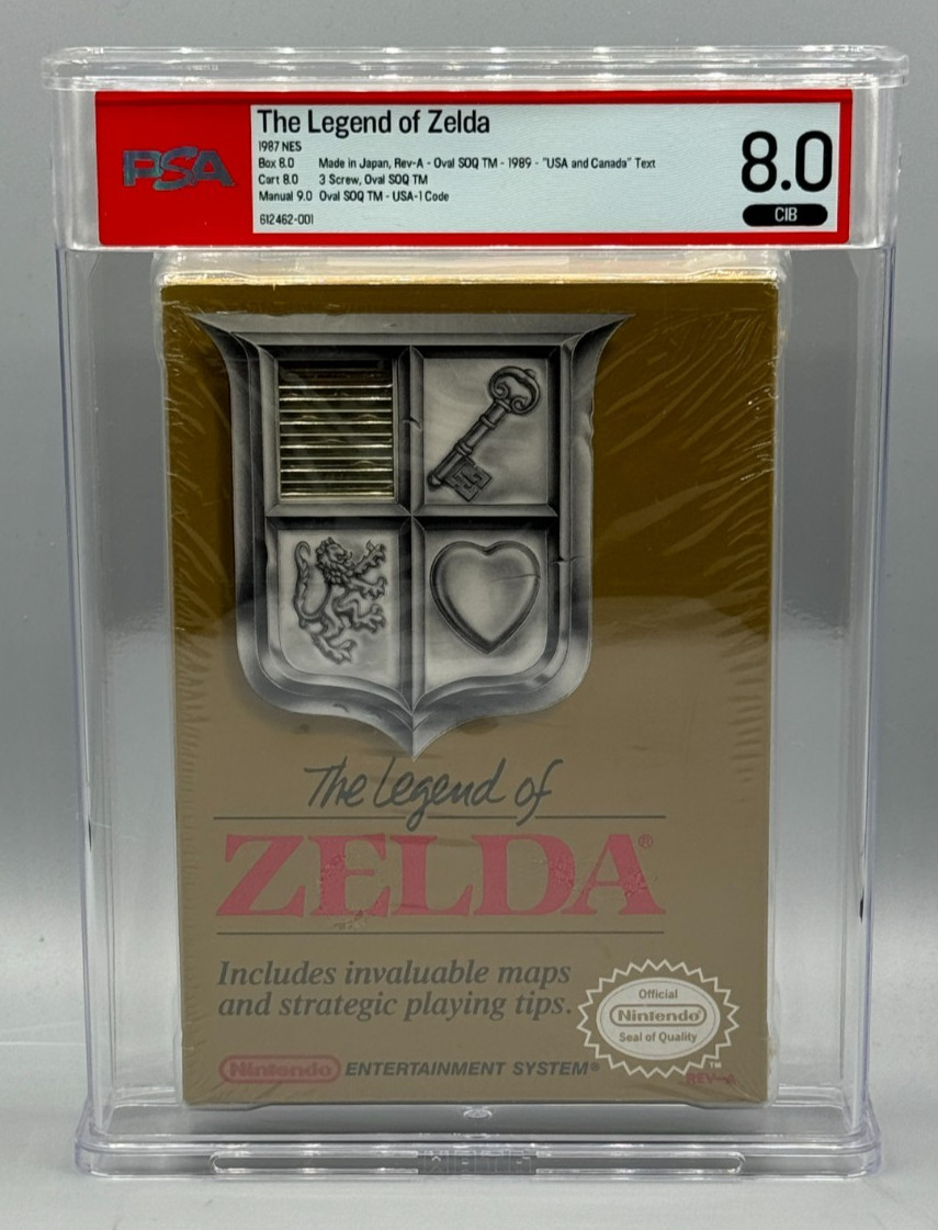 The Legend of Zelda Nintendo NES CIB Complete OVAL SOQ PSA 8.0 Graded