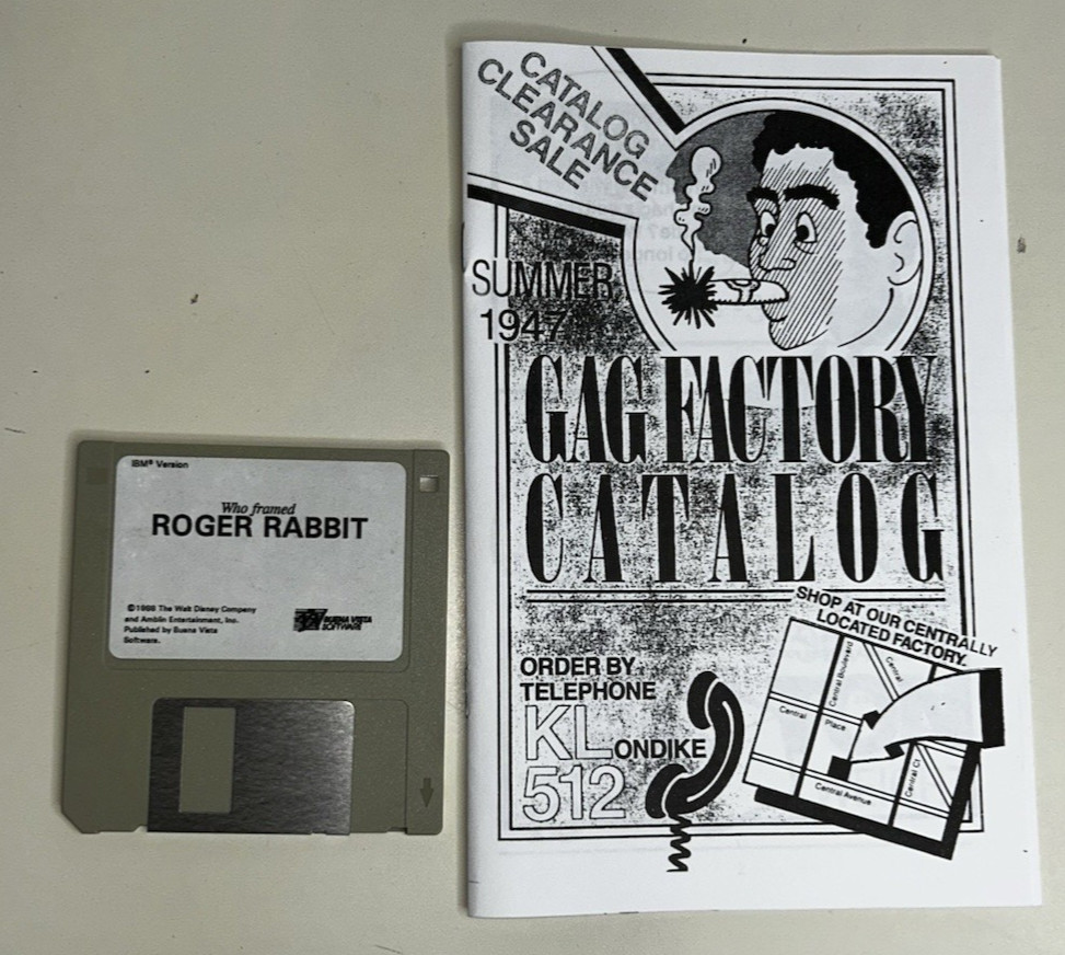 IBM PC 3.5 Floppy Disc Who Framed Roger Rabbit Game in Box Buena Vista