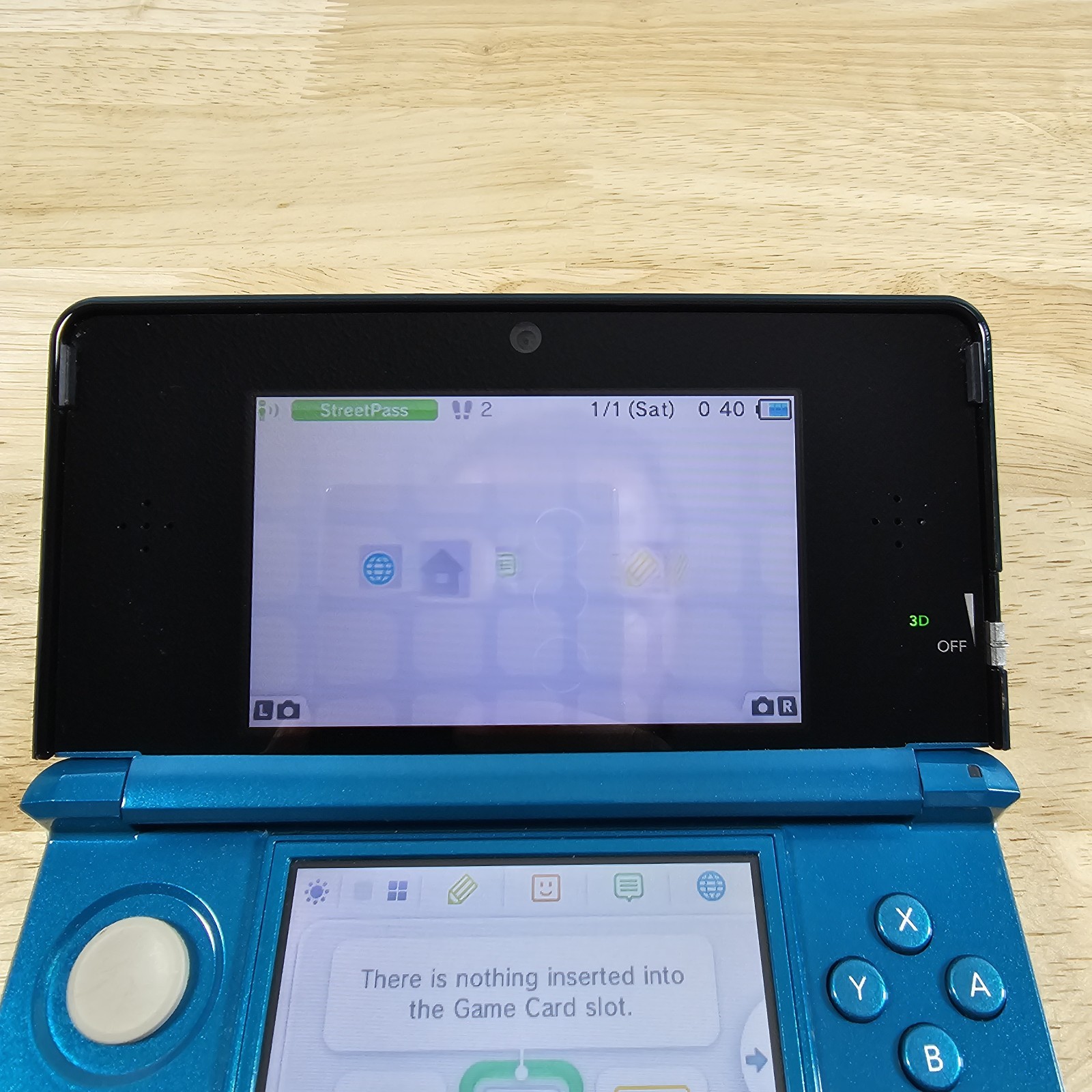 Nintendo 3DS Handheld Video Game Console Aqua Blue CTR-001 (USA) With Mario Krt