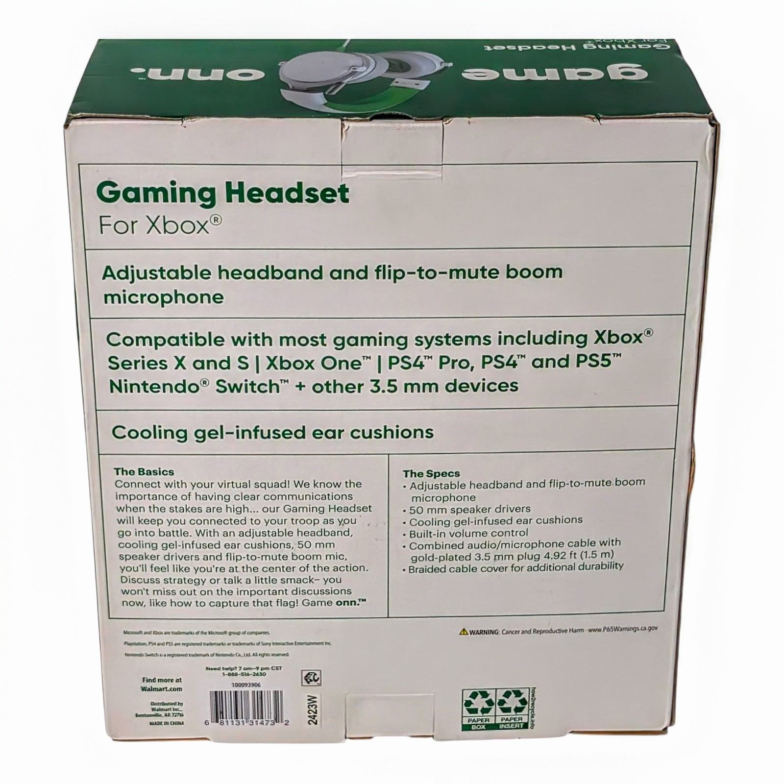 onn Wired Gaming Headset For Xbox – Light Gray/Green – SEALED NIB – Lowest Price