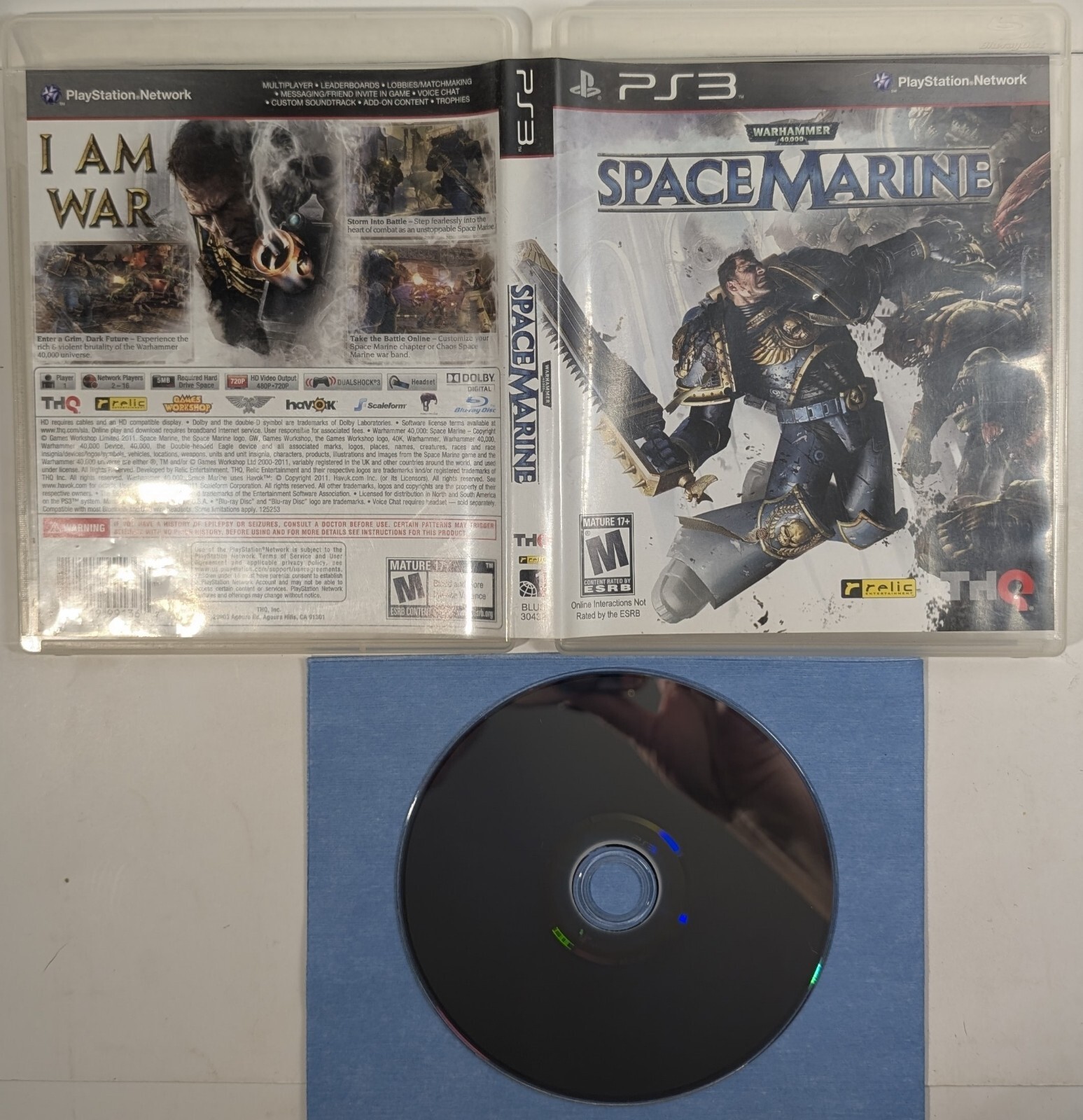 Warhammer 40,000 40K Space Marine Sony PlayStation 3 PS3 Cib Tested and Working