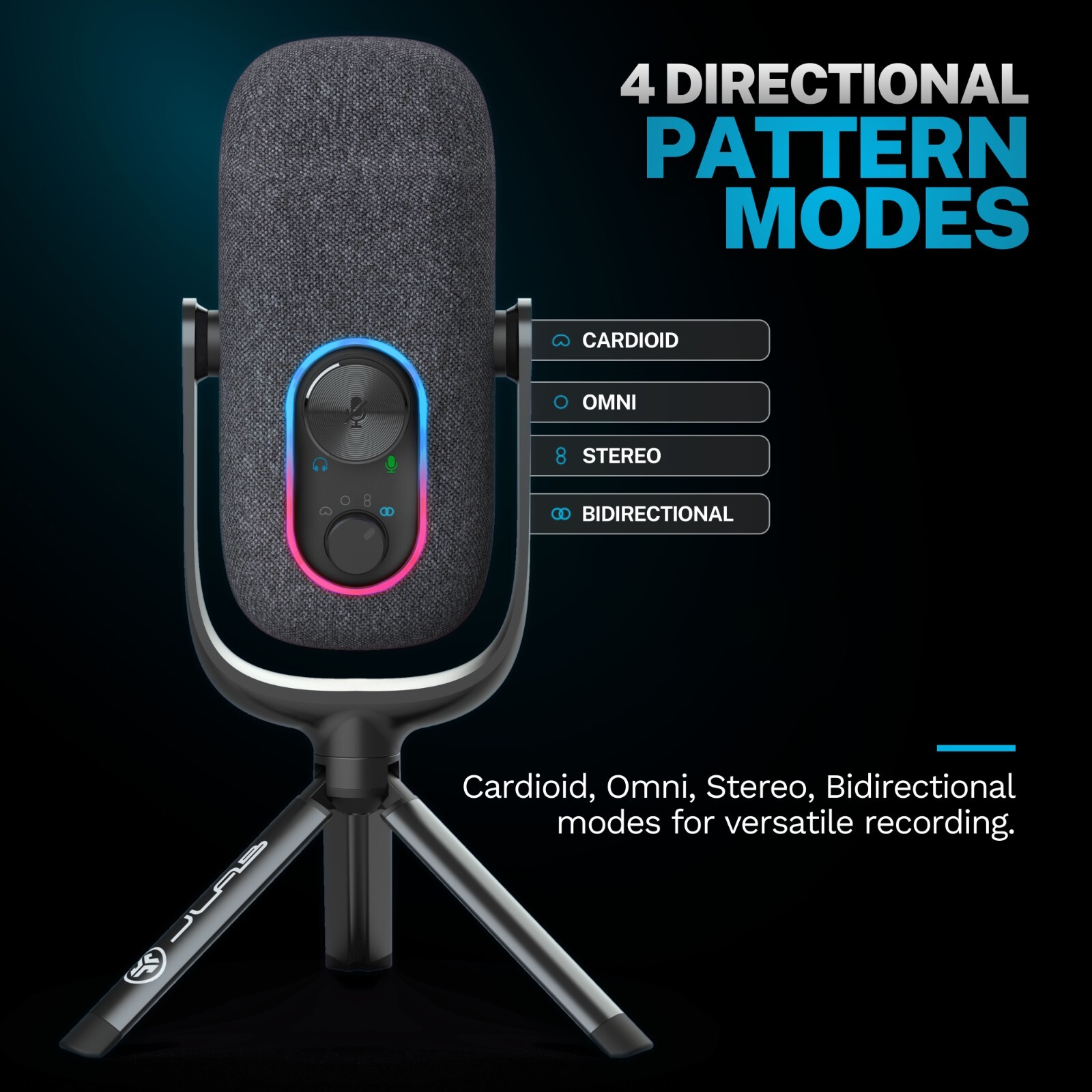 JLab Epic Talk USB Microphone, USB-C Output, Plug and Play