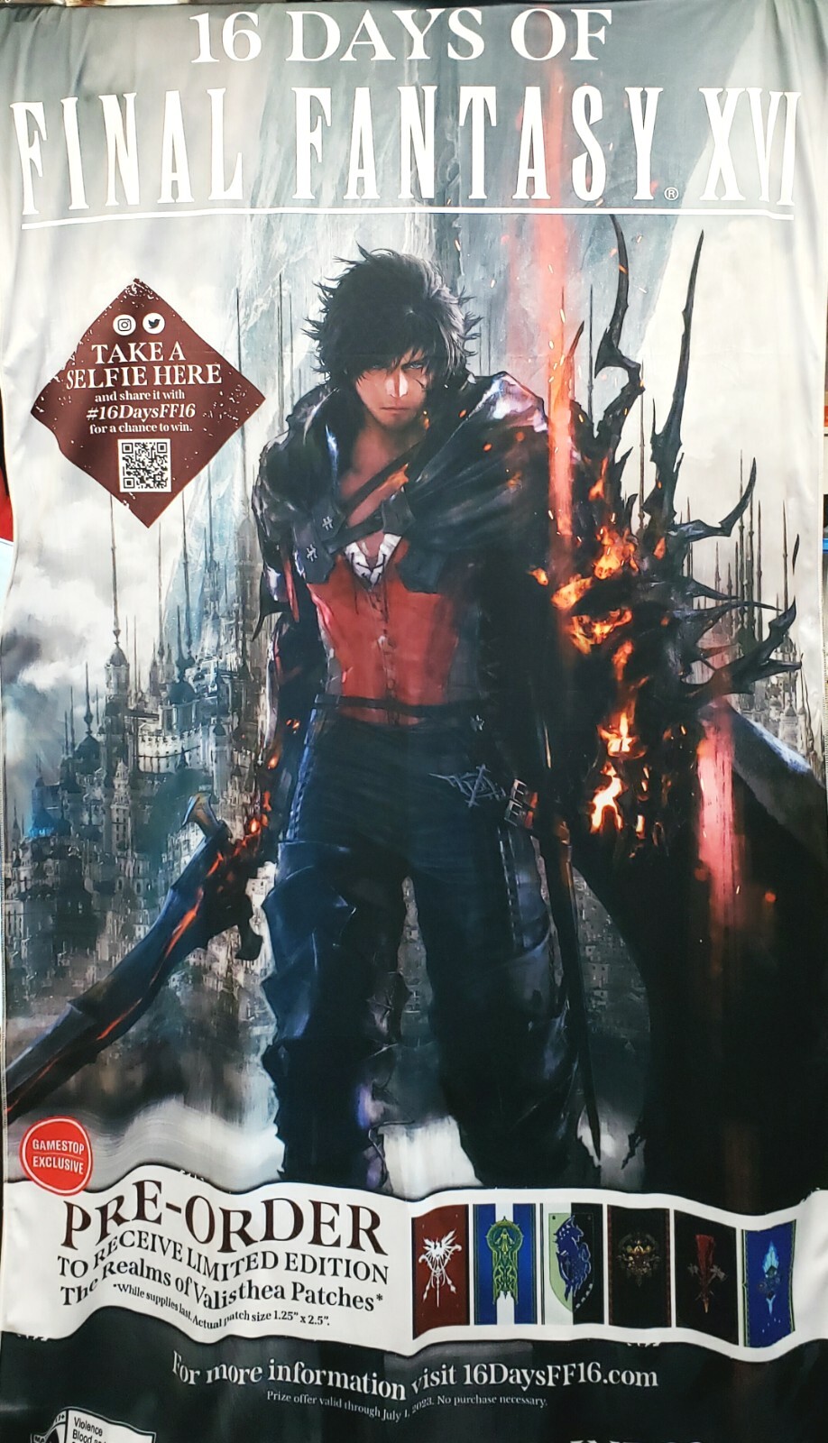 Final Fantasy XVI PS5 Cloth/Fabric Gamestop RETAIL Promo Poster (7FT x 4FT) WOW