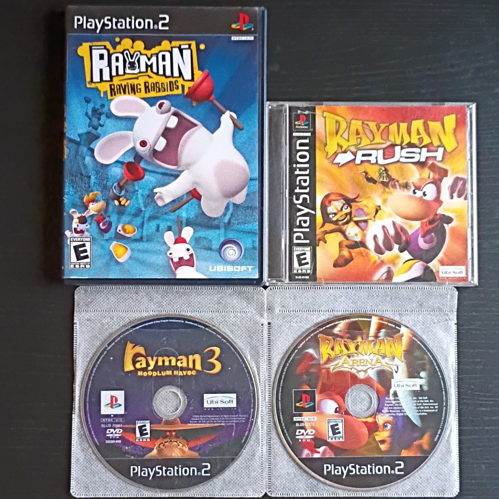 PS2 & PS1 Rayman Lovers’ Lot-Rayman 3, Rush, Arena & Raving Rabbids (All Tested)