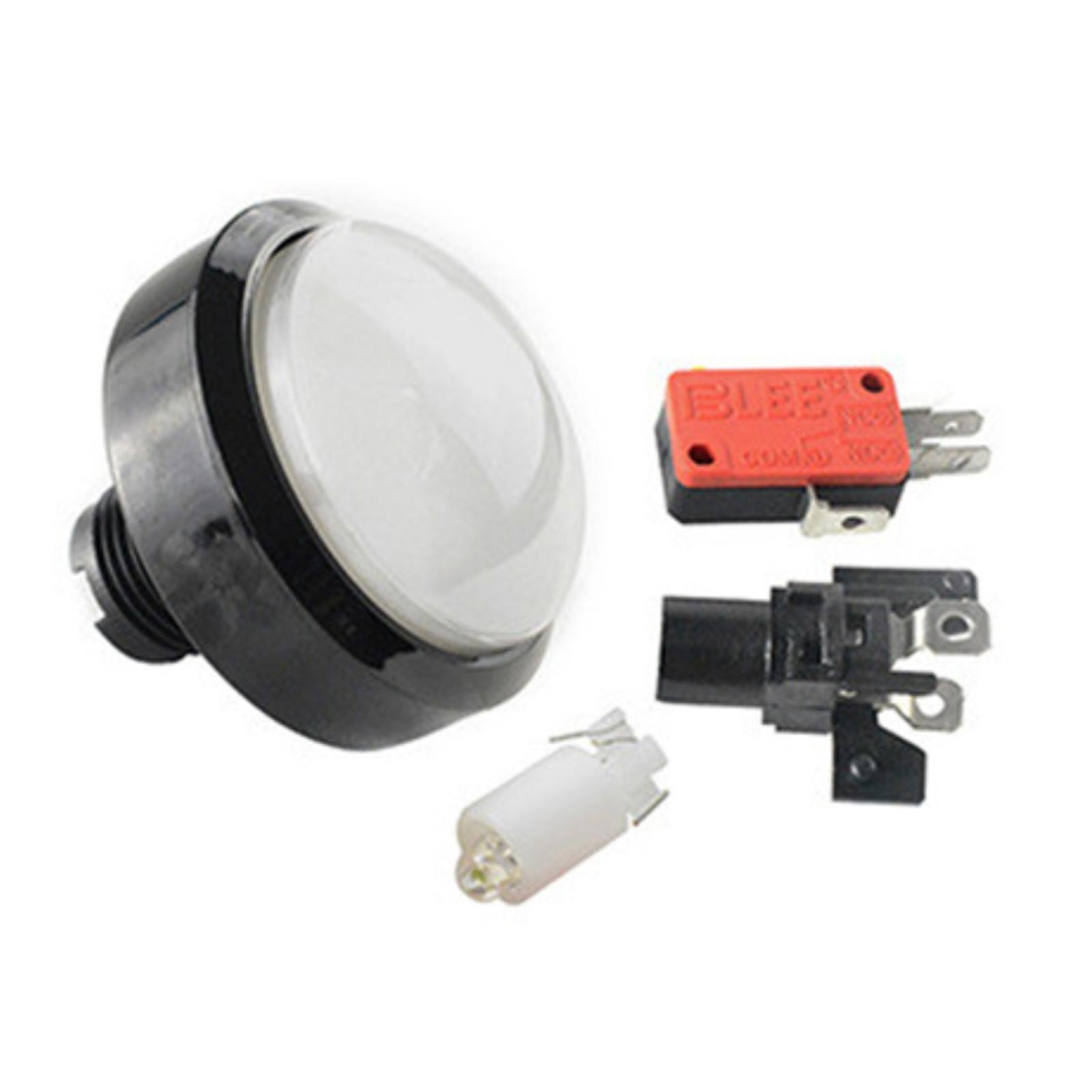 White 60mm Arcade Round Push Buttons Illumilation 12V LED Light With Microswitch