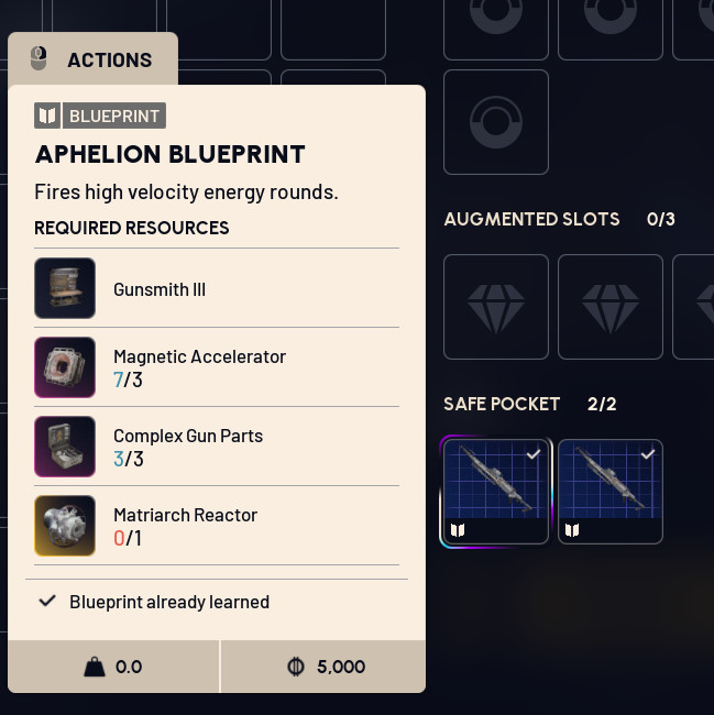 Aphelion blueprint Arc Raiders