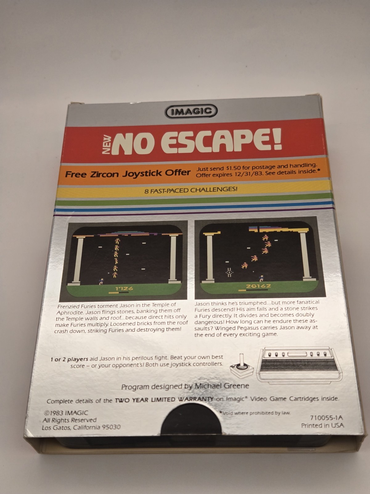 Atari 2600 Video Game No Escape!, Complete CIB, 1983 Imagic, tested and working